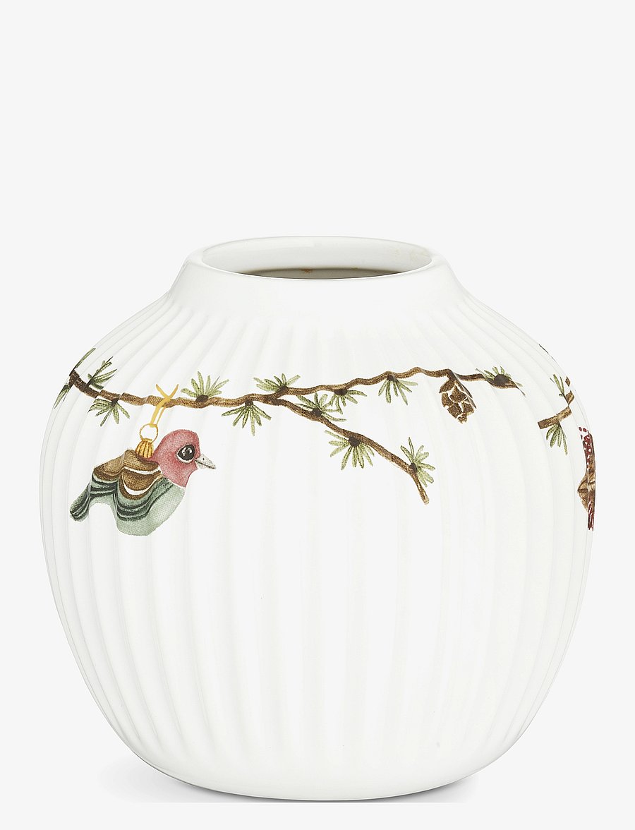 Kähler - Hammershøi Christmas Vase H13 cm white w. deco - white w. deco - 0