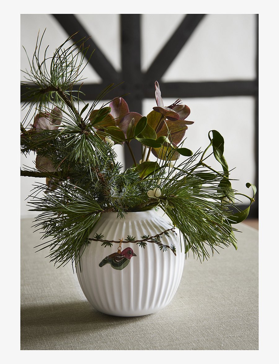 Kähler - Hammershøi Christmas Vase H13 cm white w. deco - white w. deco - 1