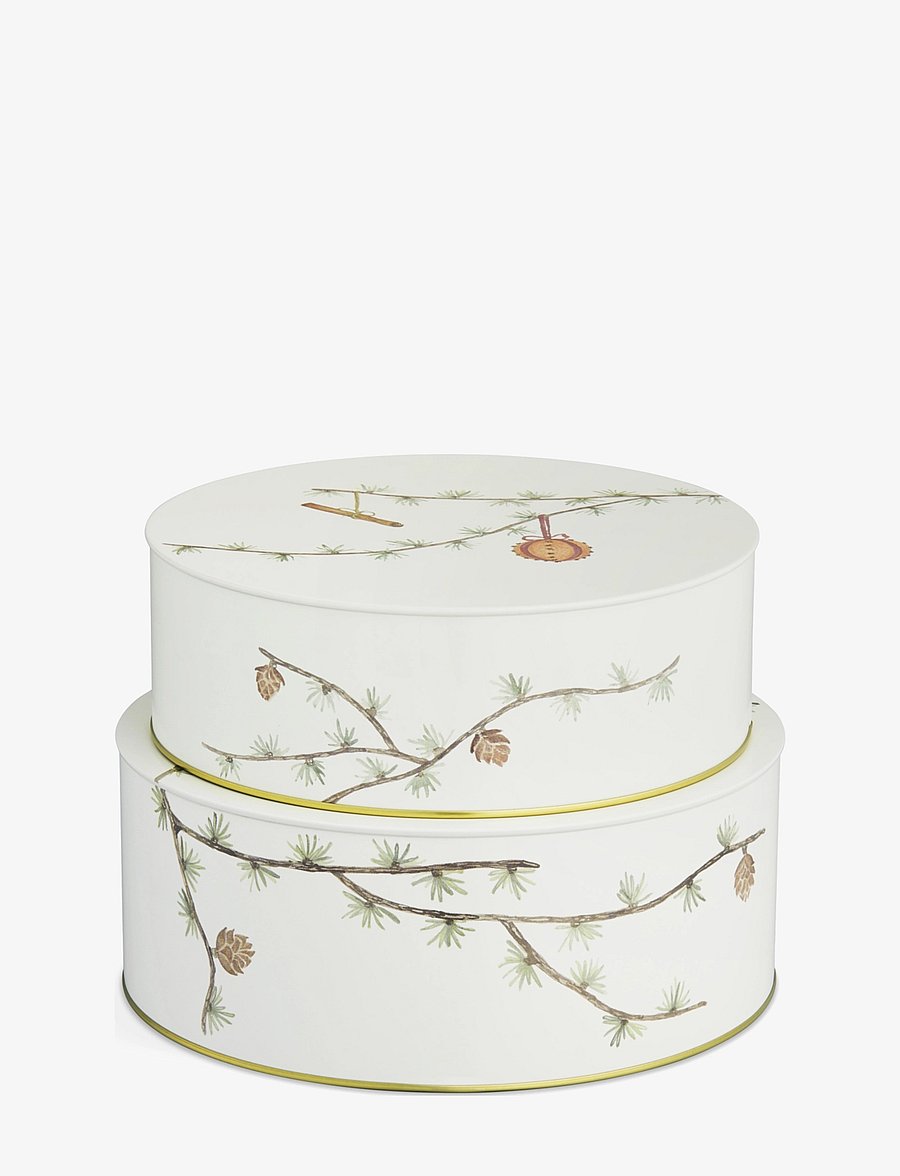 Kähler - Hammershøi Christmas Storage tin Ø20/Ø22 white w. deco 2 pcs. - white w. deco - 0