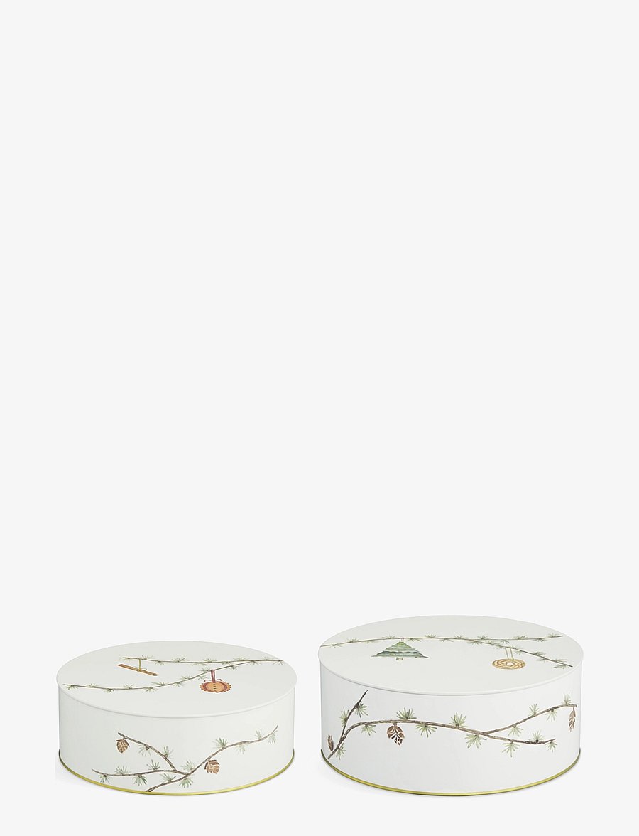 Kähler - Hammershøi Christmas Storage tin Ø20/Ø22 white w. deco 2 pcs. - white w. deco - 1