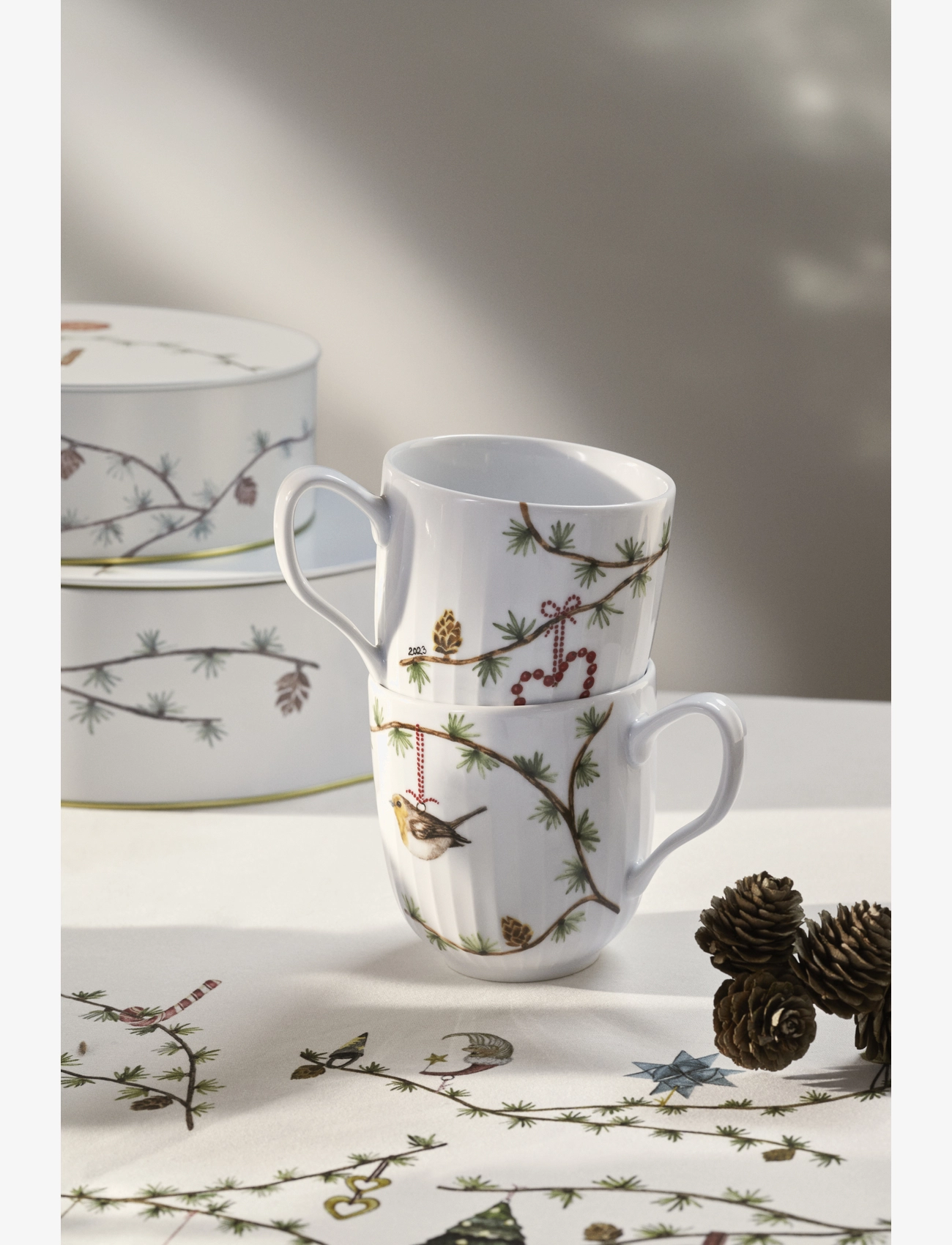 Kähler - Hammershøi Christmas Förvaringsburkar m. deko 2 st. - white w. deco - 4