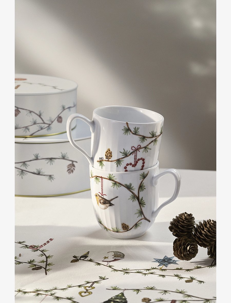 Kähler - Hammershøi Christmas Storage tin Ø20/Ø22 white w. deco 2 pcs. - white w. deco - 4