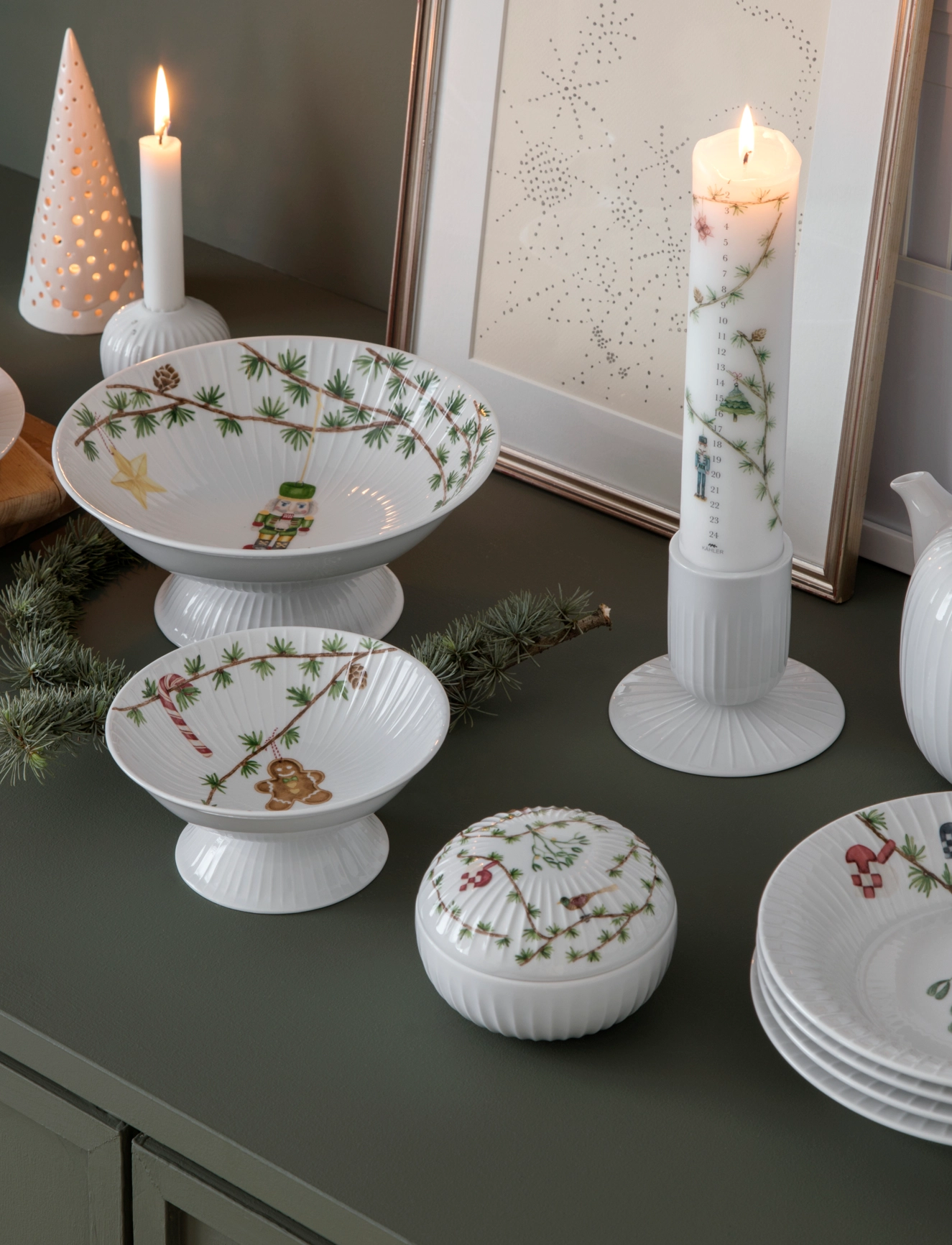 Kähler - Hammershøi Christmas Skål Ø12 cm vit m. deko - white w. deco - 0