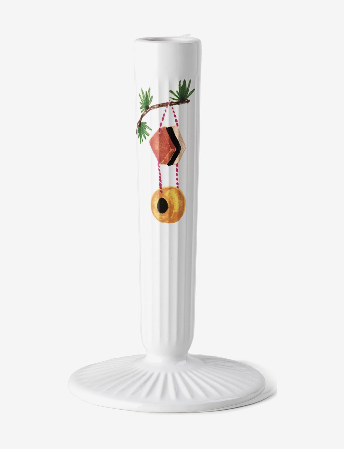 Kähler Hammershøi Christmas Candle holder H16 cm white w. deco - Küünlaalused ja küünlajalad - WHITE W. DECO / white