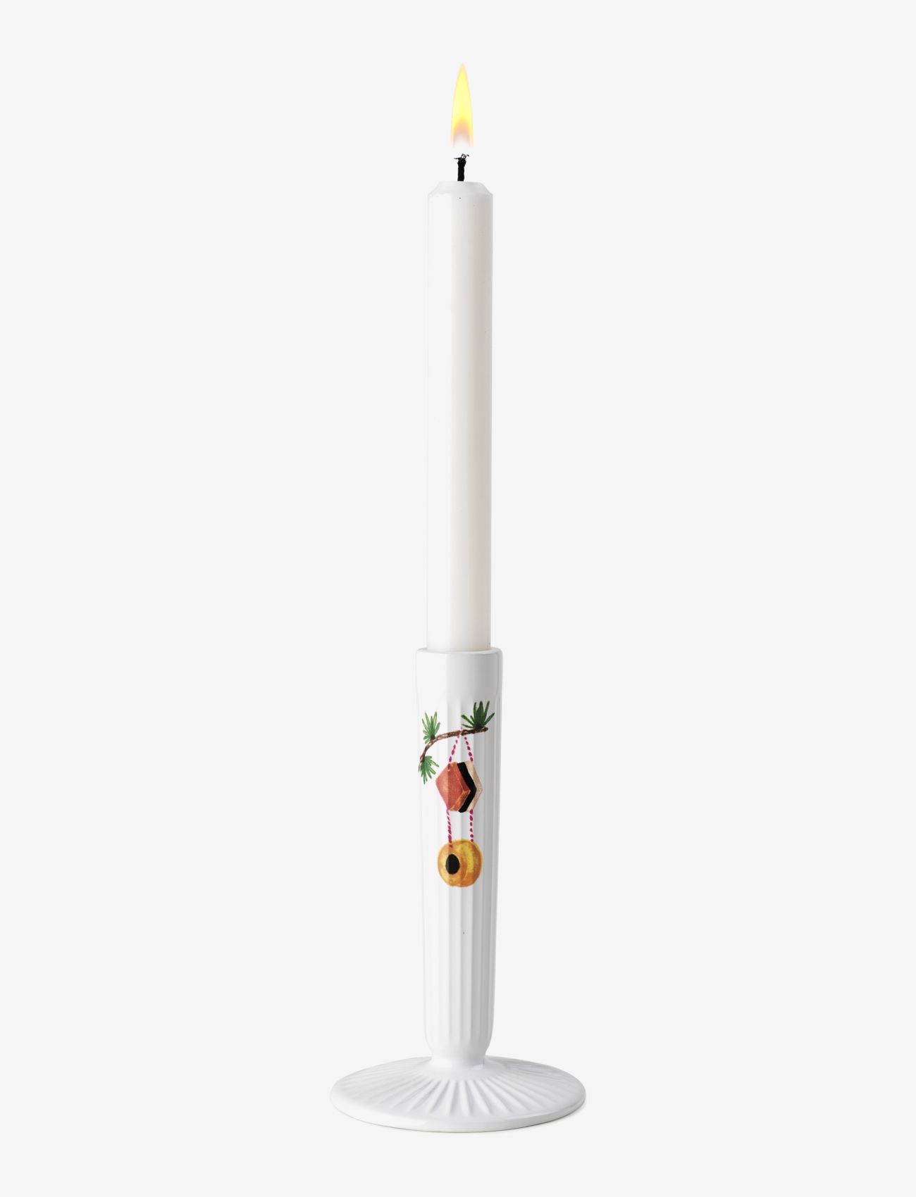 Kähler - Hammershøi Christmas Ljusstake H16 vit m. deko - köp efter pris - white w. deco - 1