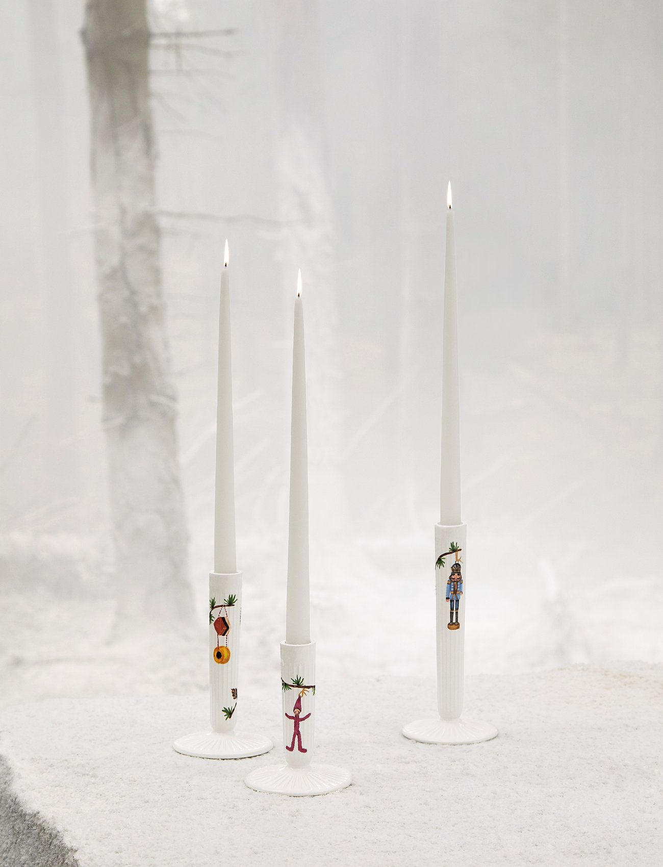 Kähler - Hammershøi Christmas Candle holder H16 cm white w. deco - white w. deco - 0