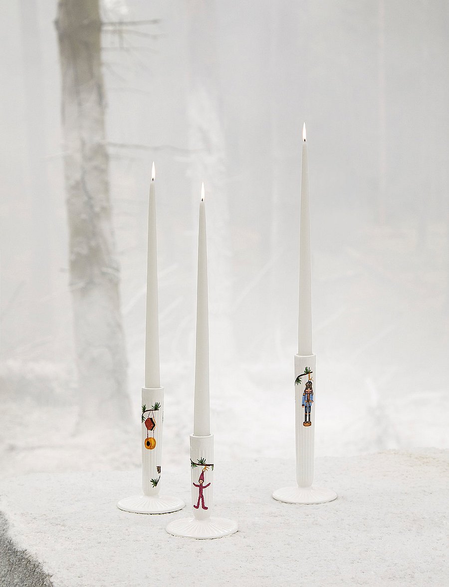 Kähler - Hammershøi Christmas Candle holder H16 cm white w. deco - white w. deco - 0
