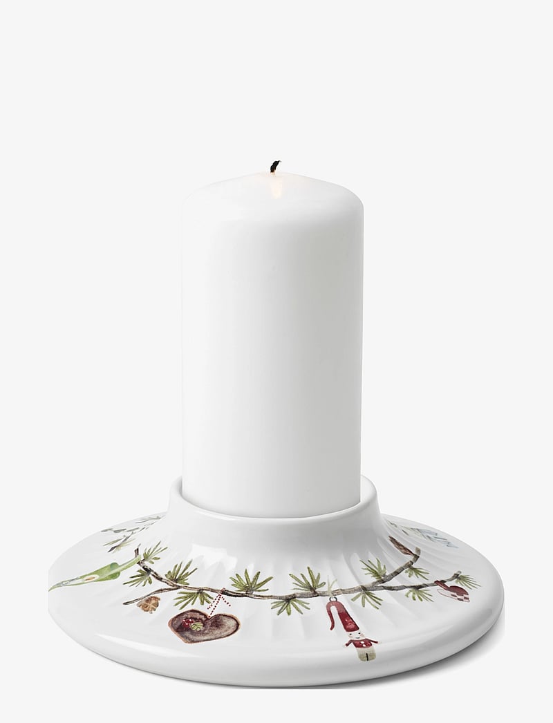 Kähler - Hammershøi Christmas Block candle holder Ø13cm white w. deco - white w. deco - 1