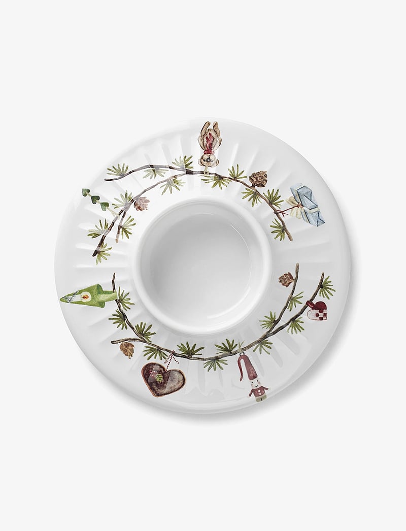 Kähler - Hammershøi Christmas Block candle holder Ø13cm white w. deco - white w. deco - 2