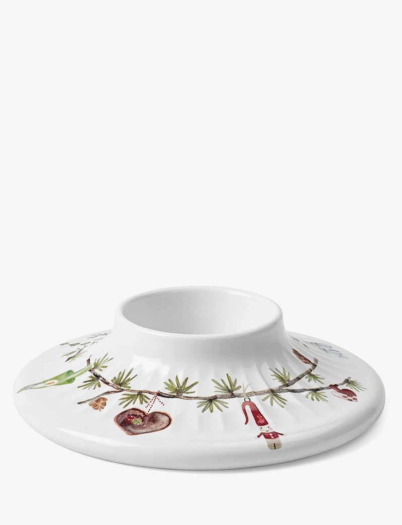Kähler - Hammershøi Christmas Block candle holder Ø13cm white w. deco - white w. deco - 3