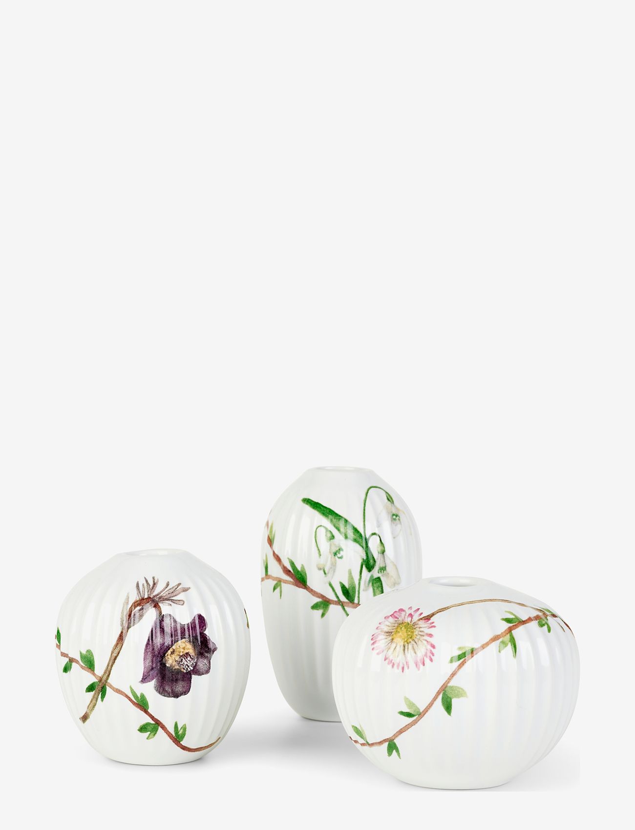 Kähler - Hammershøi Spring Vase miniatyr m. deko 3 stk. - små vaser - white w. deco - 0