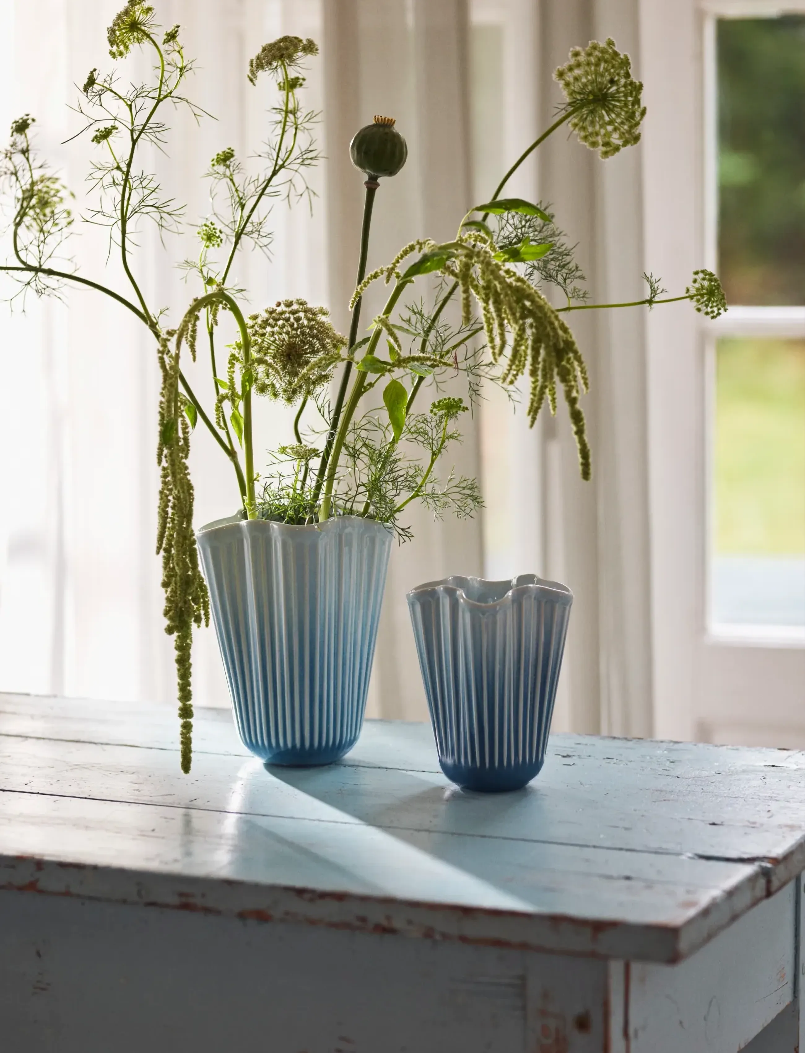 Kähler Hammershøi Unfold Vase H16.5 Cm Blå, 16.5 cm, Vases, Mehrfarbig/gemustert - Other Homeware