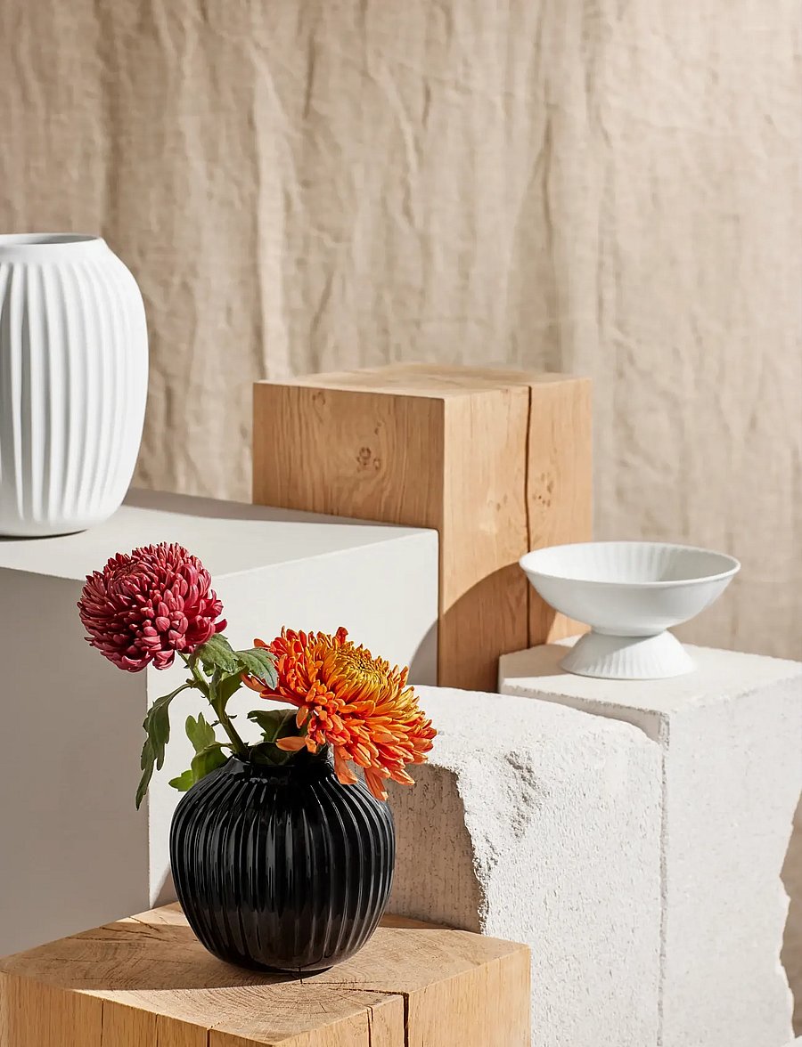 Kähler - Hammershøi Vase H13 cm black - teelichthalter - black - 2