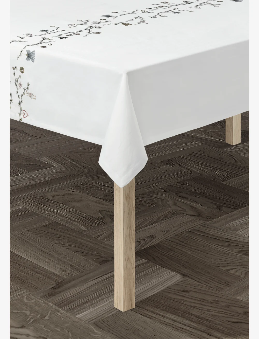 Kähler - Hammershøi Christmas Tablecloth 150x270 cm w. deco - weihnachtstextilien - white w. deco - 1