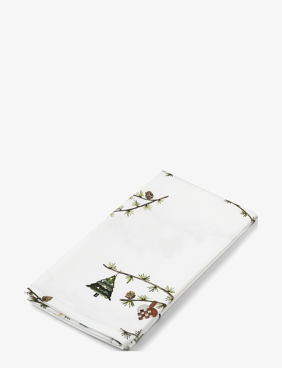 Kähler - Hammershøi Christmas Napkin 45x45 cm white w. deco 4 pcs. - die niedrigsten preise - white w. deco - 1