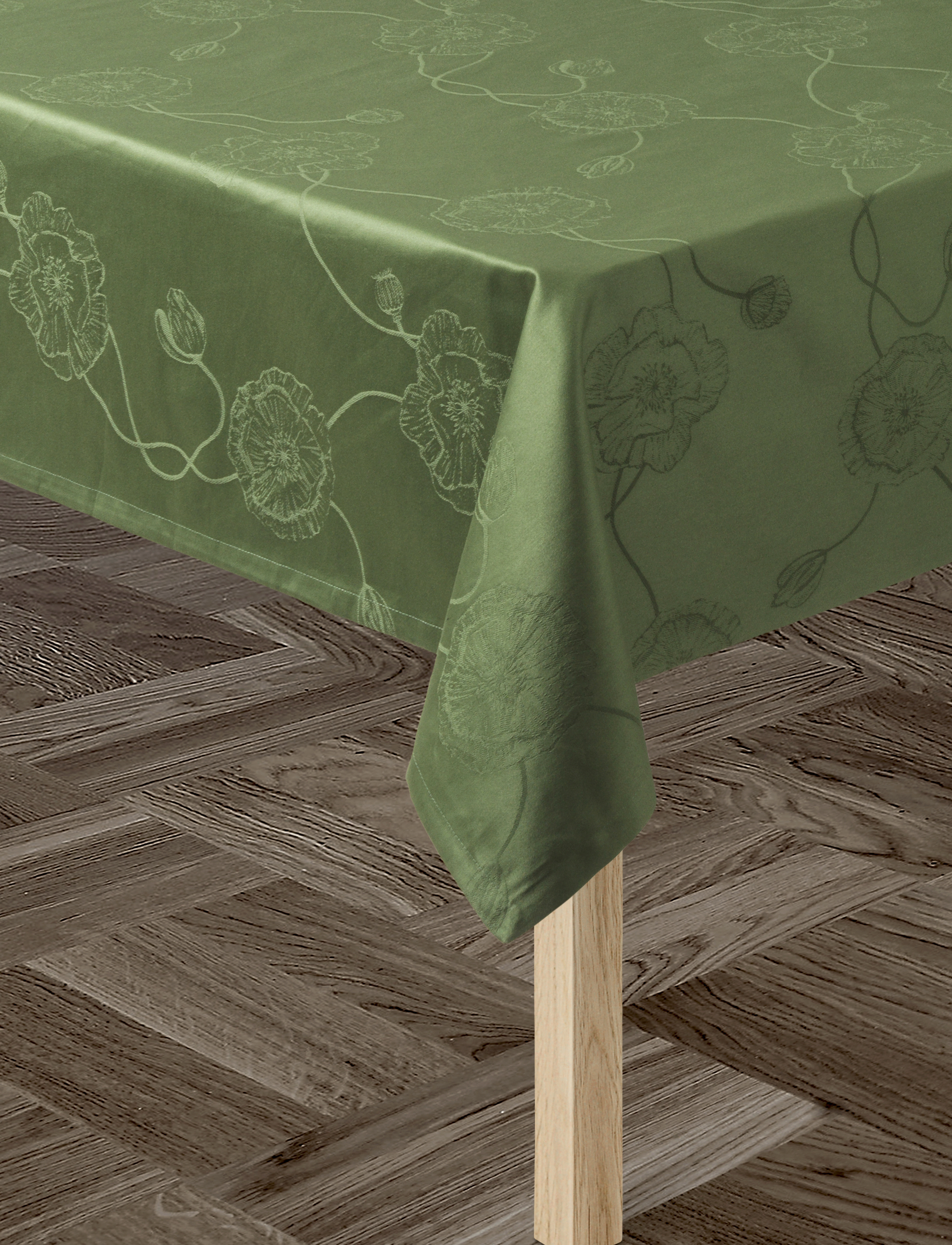 Kähler - Hammershøi Poppy Damask tablecloth 150x320 cm green - tischdecken & tischläufer - green - 3