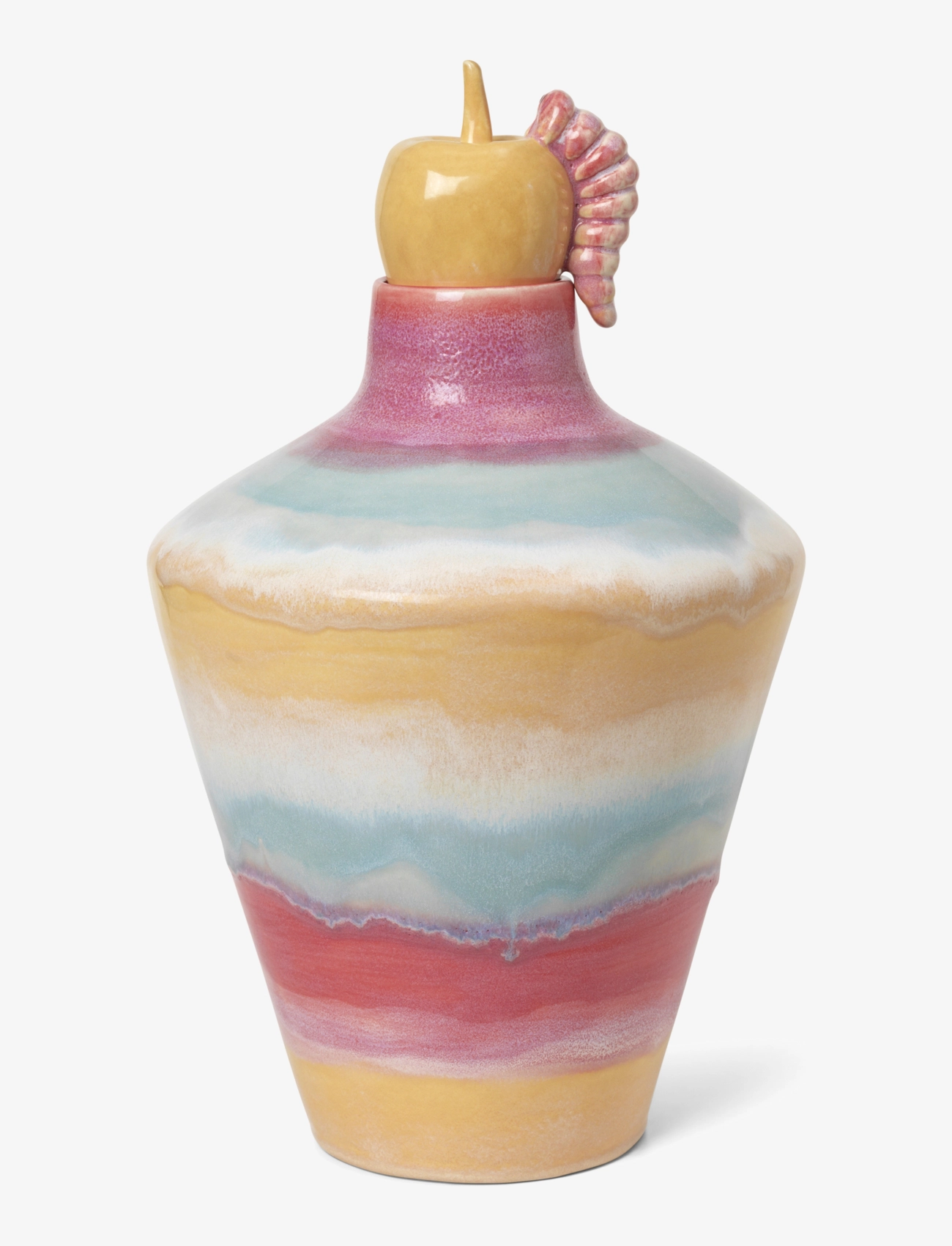 KÄHLER Poppery Vase Med Æble H39 Cm Pink/Mint/Gul Pink - 32 Cm - Unisex