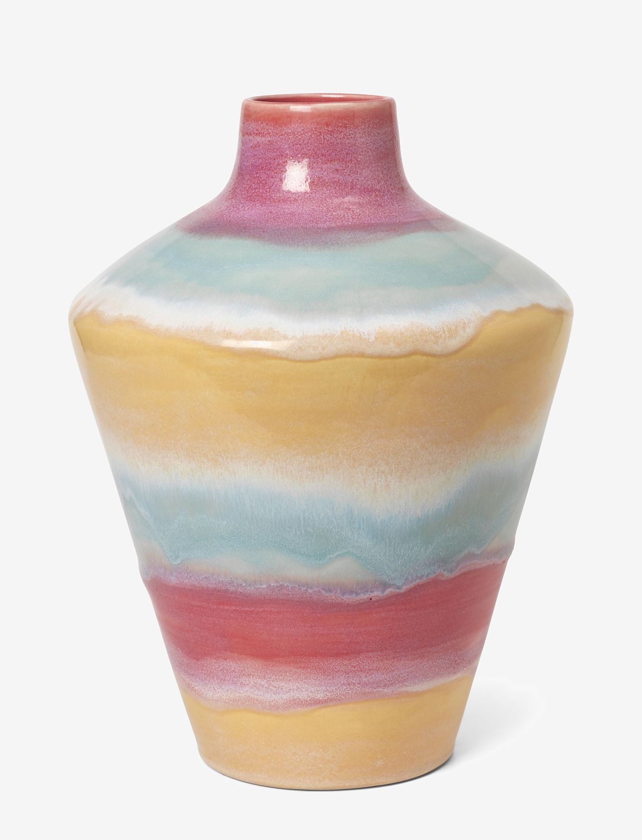 Kähler - Poppery Vase med æble H32 cm pink/mint/gul - køb efter pris - pink/mint/yellow - 1
