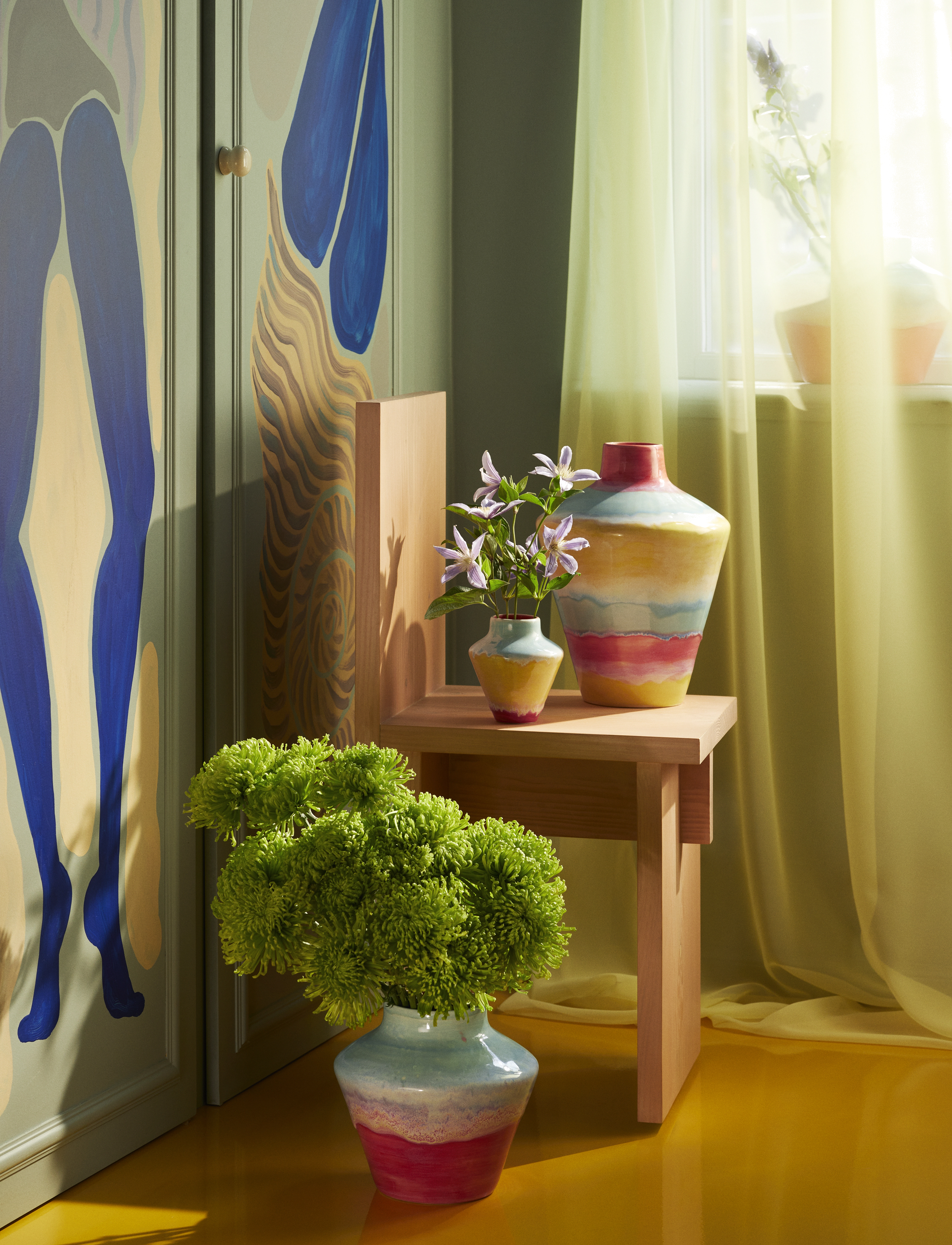 Kähler Poppery Vase with apple H39 cm pink/mint/yellow - Interior - PINK/MINT/YELLOW / pink/rose
