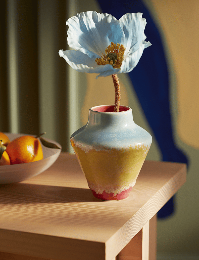 Kähler - Poppery Vase H12 cm pink/mint/yellow - vases - pink/mint/yellow - 1