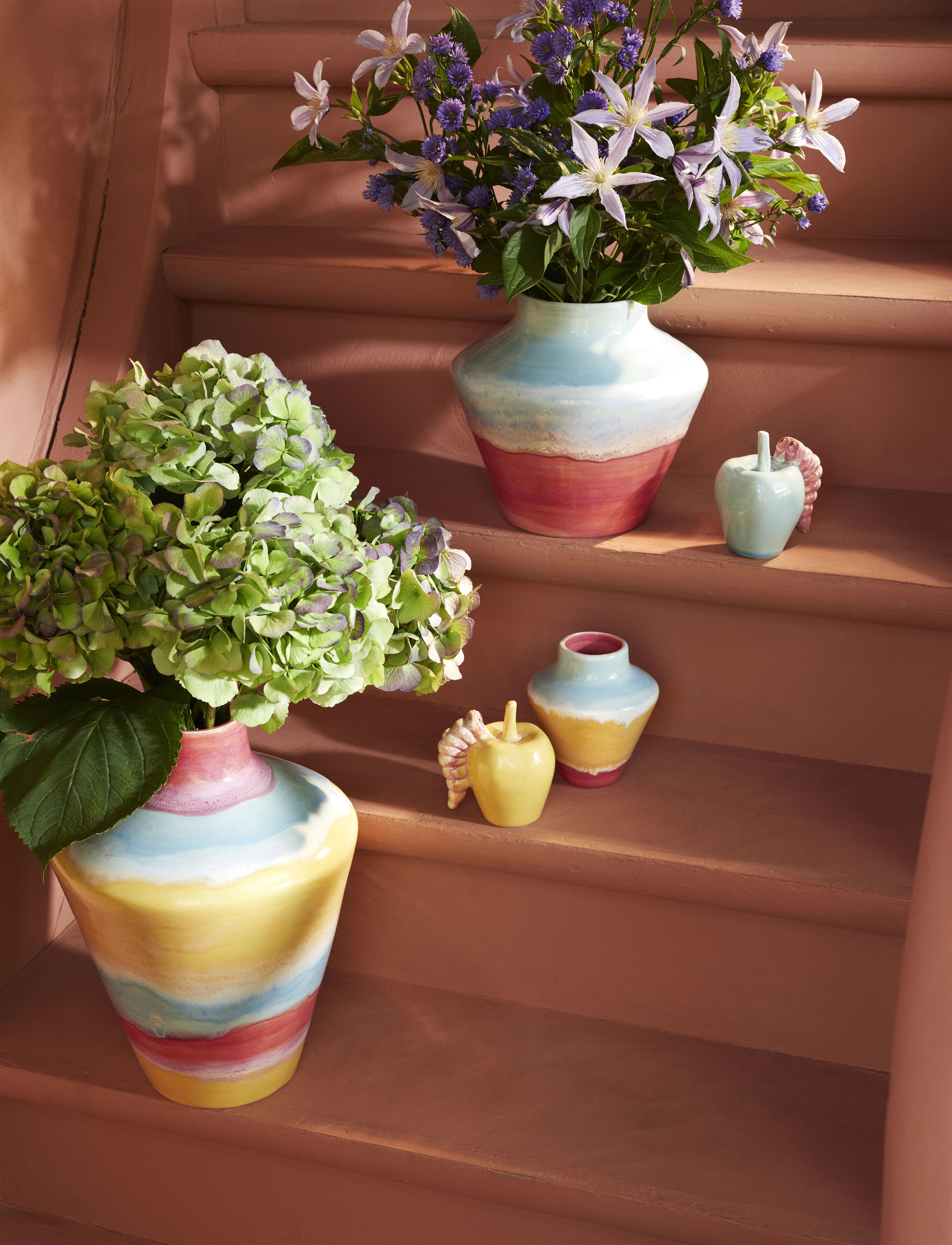 Kähler - Poppery Vase H12 cm pink/mint/yellow - vaasid - pink/mint/yellow - 4