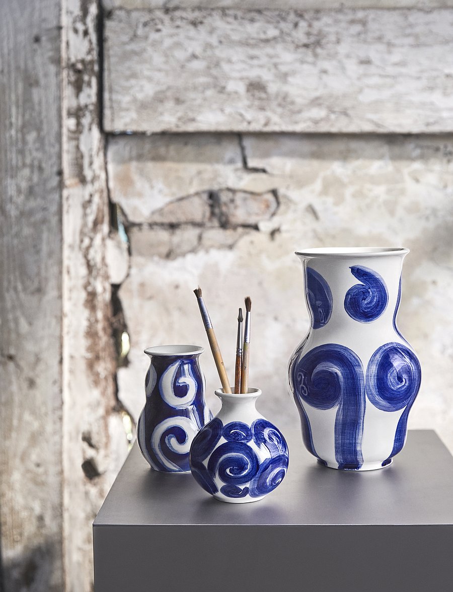 Kähler - Tulle Vase H10.5 cm blue - nach preis einkaufen - blue - 2