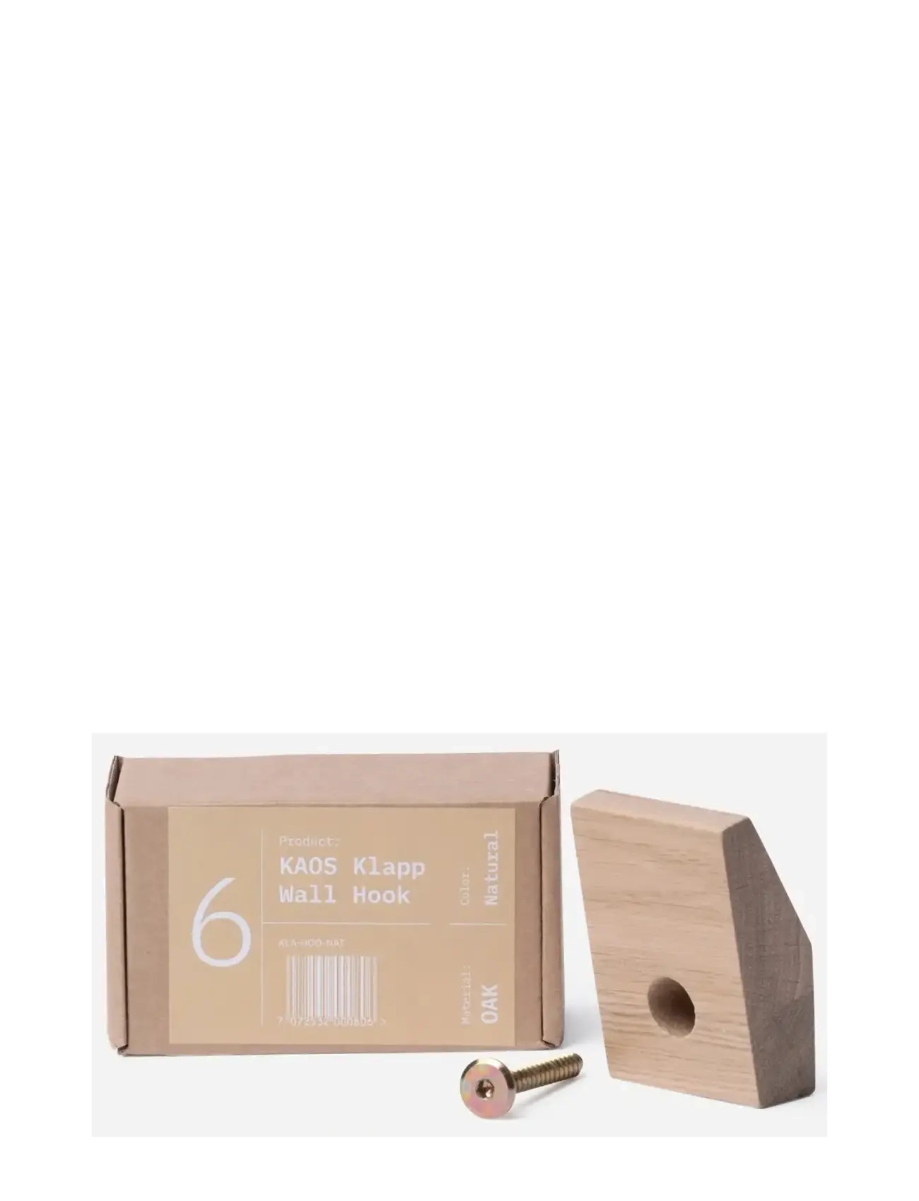 KAOS Klapp Wall Hook For Wooden + Recycled Chair Natural Oak, Krog og bøjle, Beige, Str: ONE SIZE
