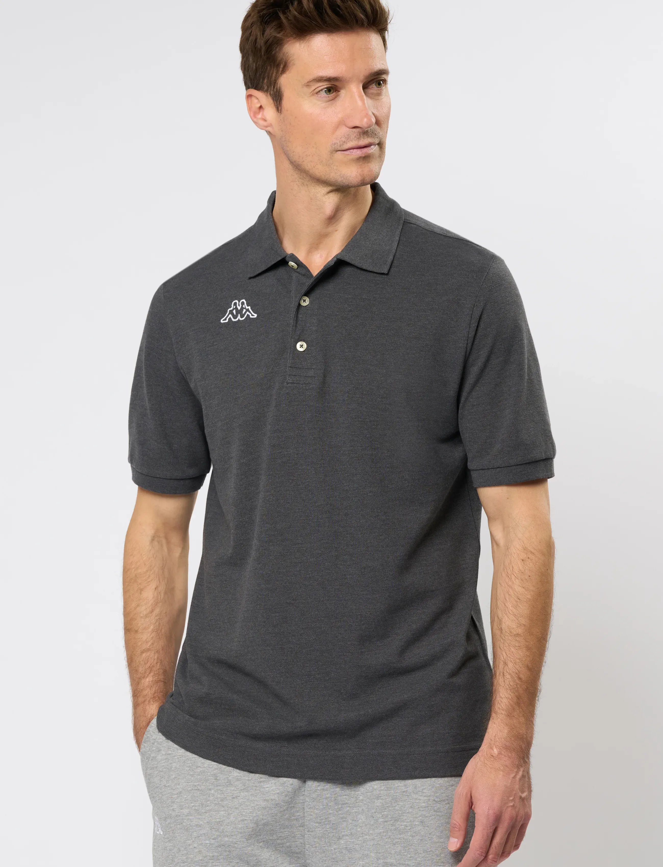 KAPPA - KM Polo - Logo Life - kortærmede poloer - grey dk melange - 4
