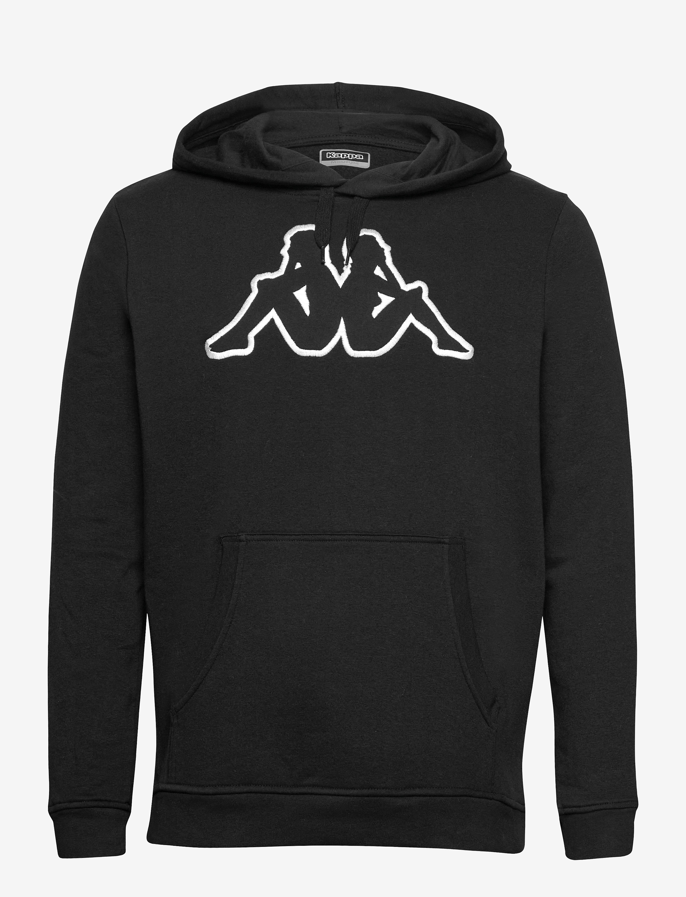 KAPPA Sweat Hood, Logo Airiti - Sweatshirts - BLACK-BLACK-WHITE / black