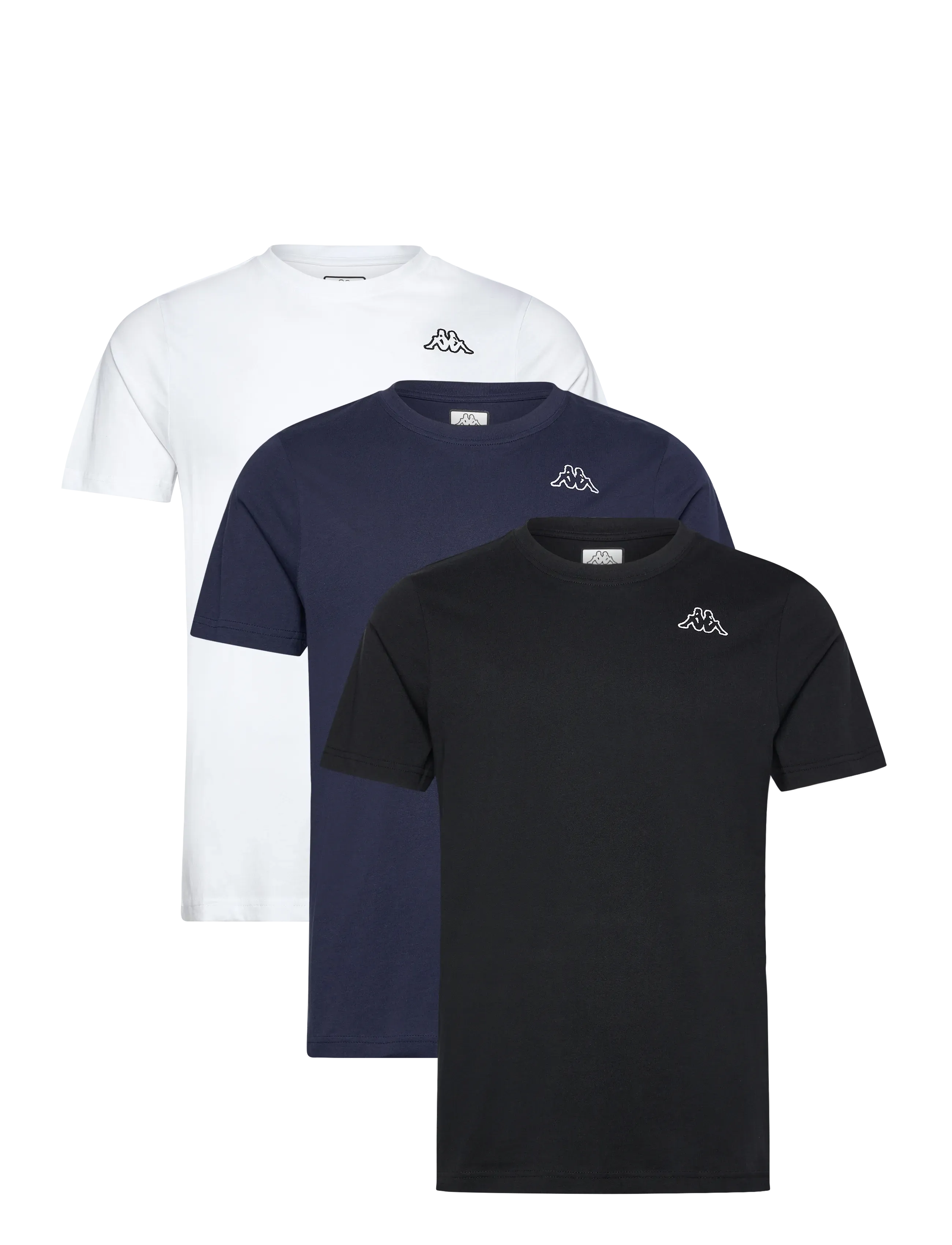 KAPPA KM Tee - Logo Cafers 3 stk - T-Shirts - MIX WHITE/BLACK/BLUE MARINE / multi