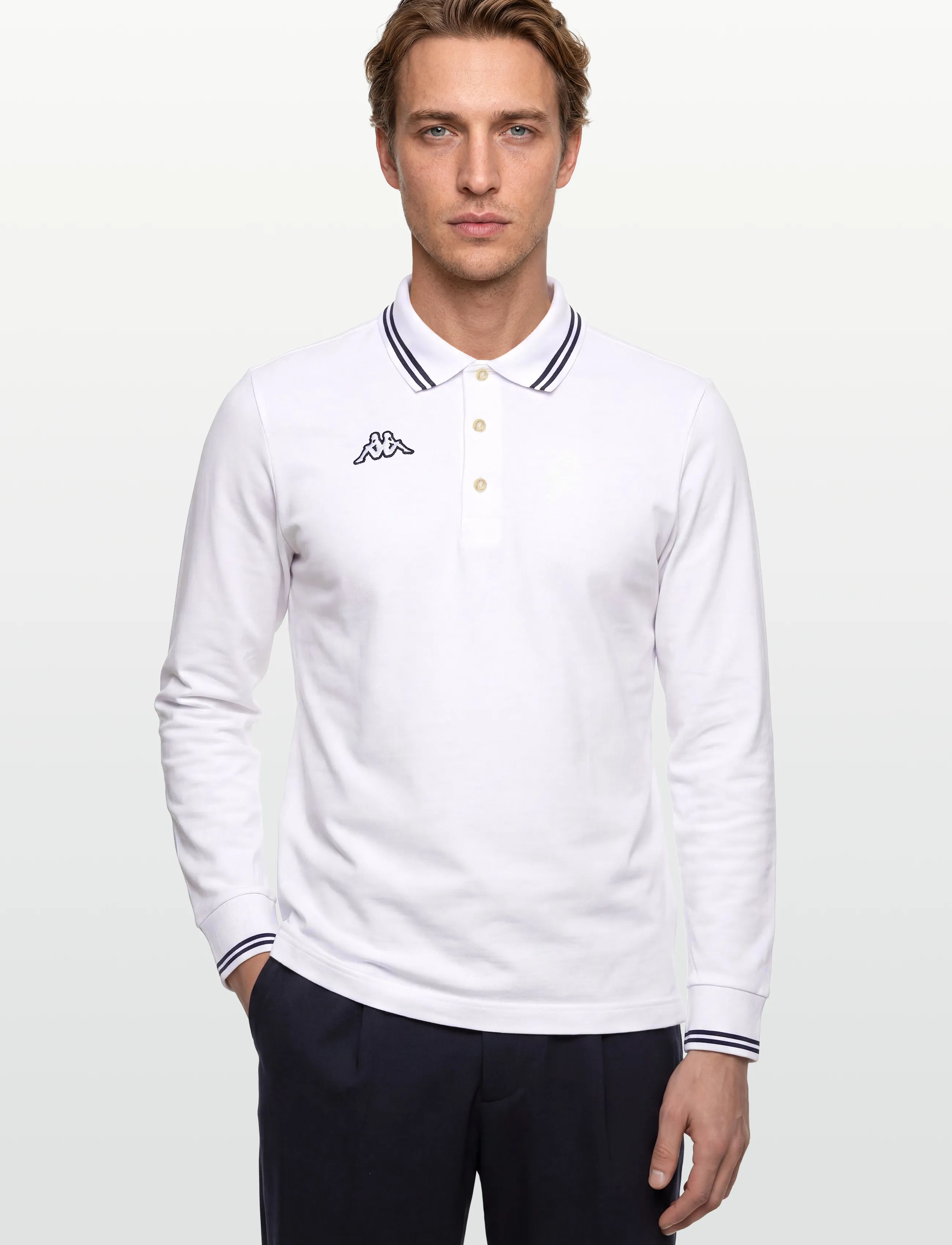 KAPPA - KM - Logo Maltax 5 - l/s - langærmede poloer - white-blue marine - 3