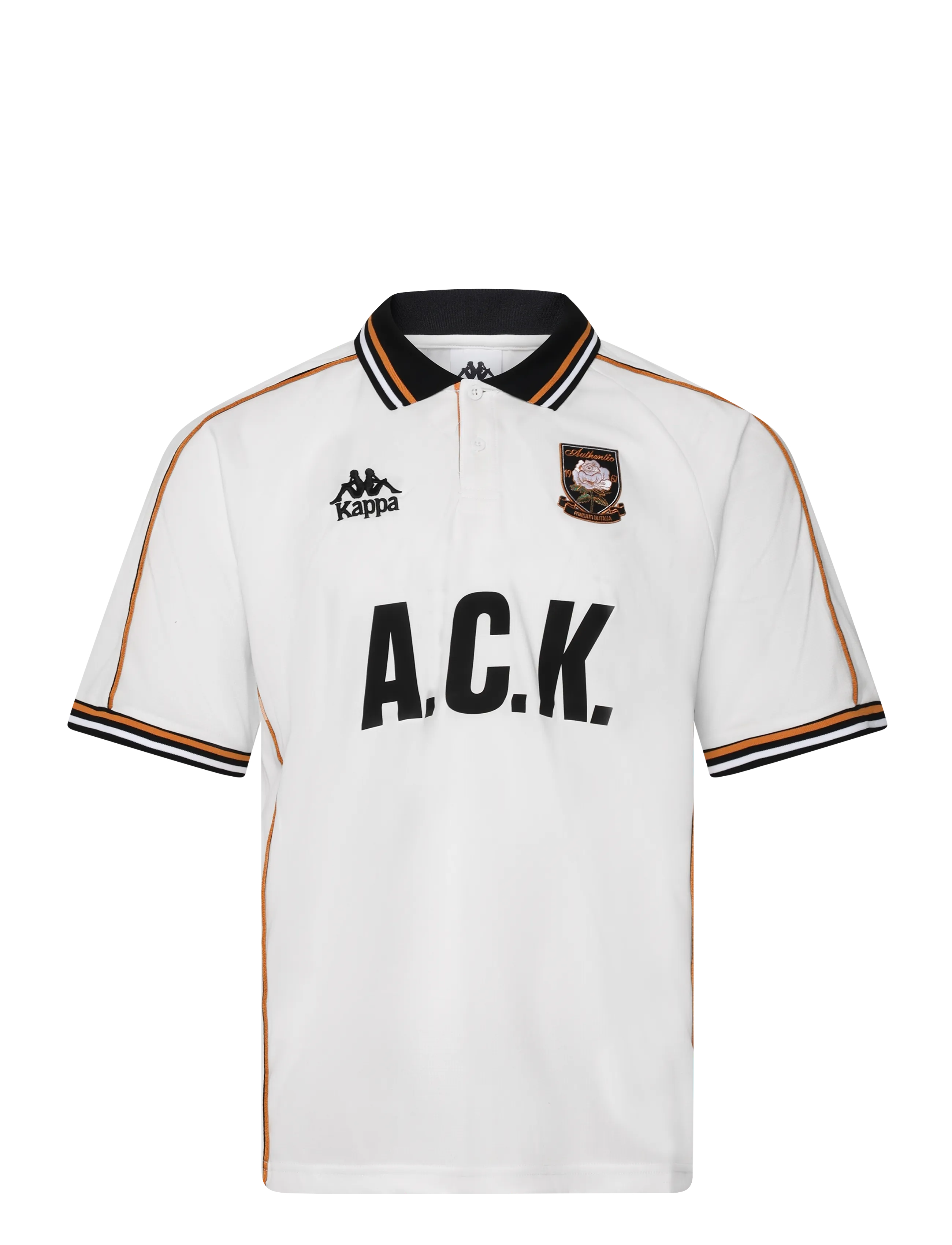 KAPPA Authentic Ovicor - Poloshirts - WHITE-BLACK-ORANGE DESERT / white