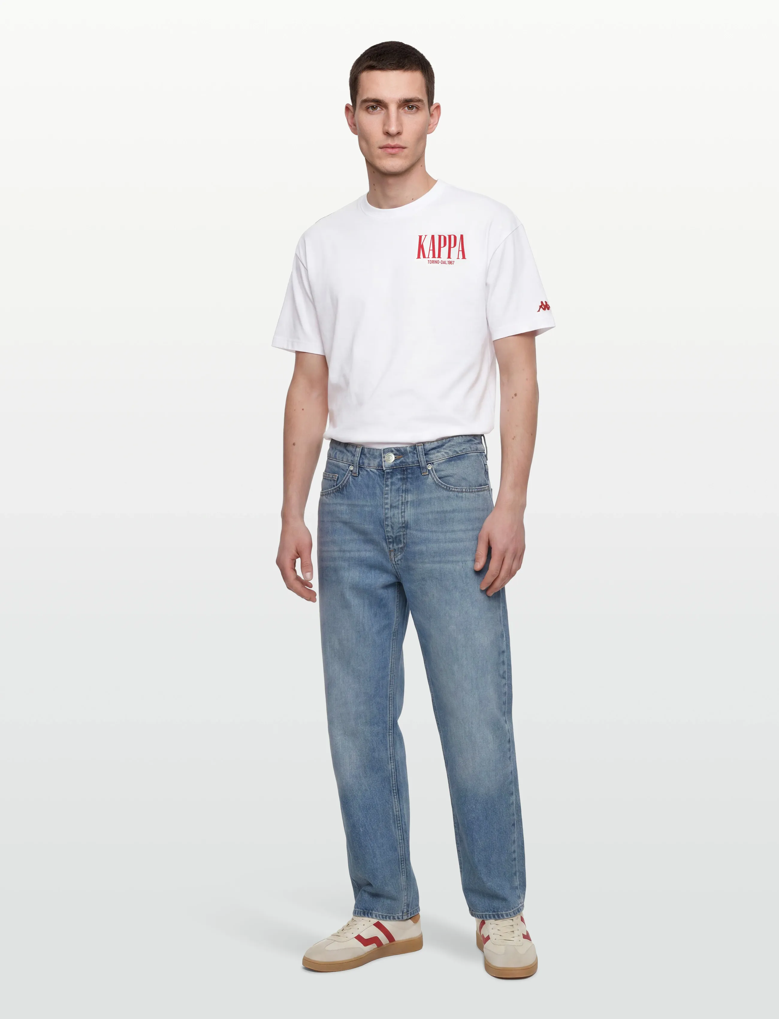 KAPPA - KM - Authentic Sauren - t-shirts - white-red md coral - 0
