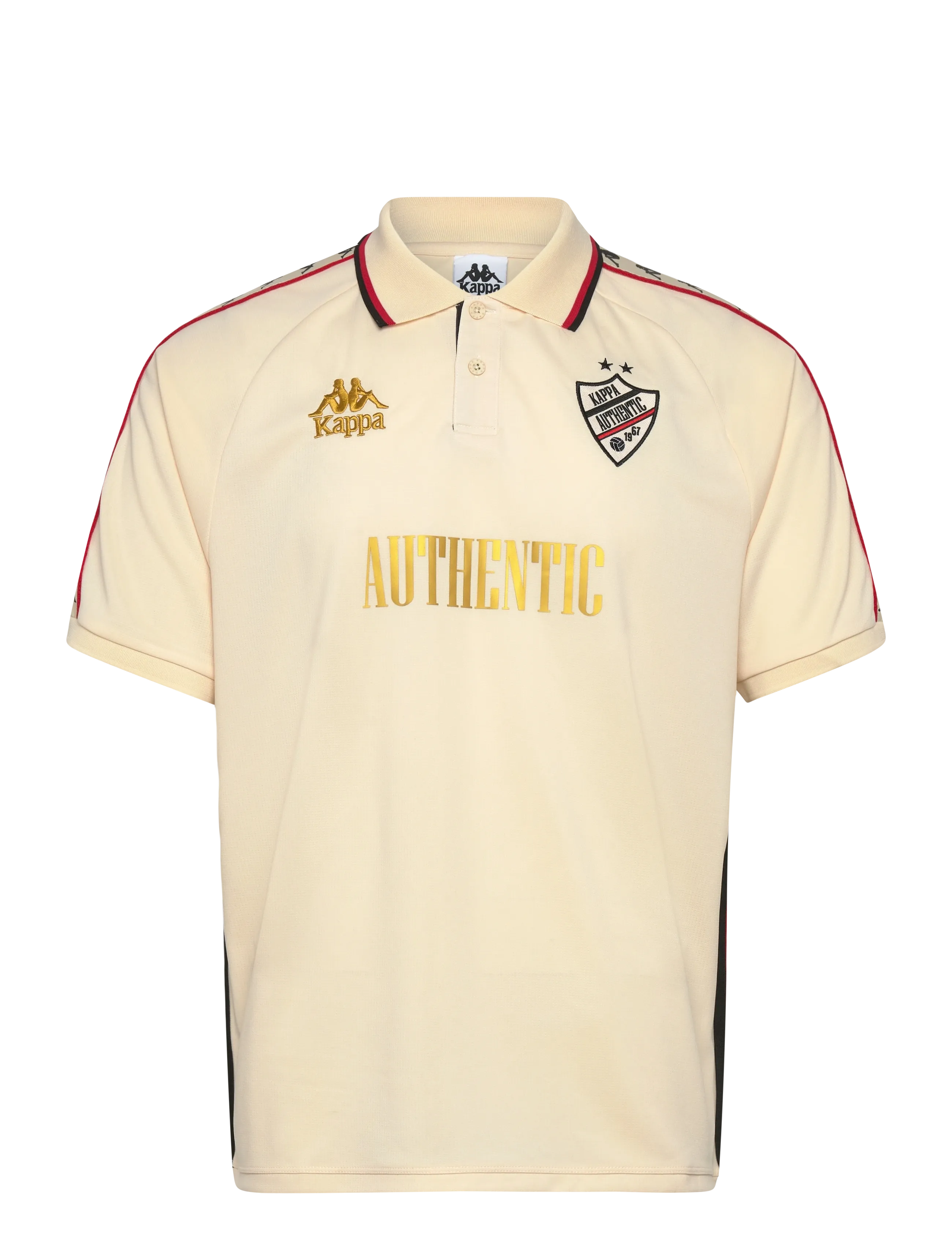 KAPPA KM - 222 Banda Stafen - T-skjorter - BEIGE BUTTER-RED CORAL-BLK / cream