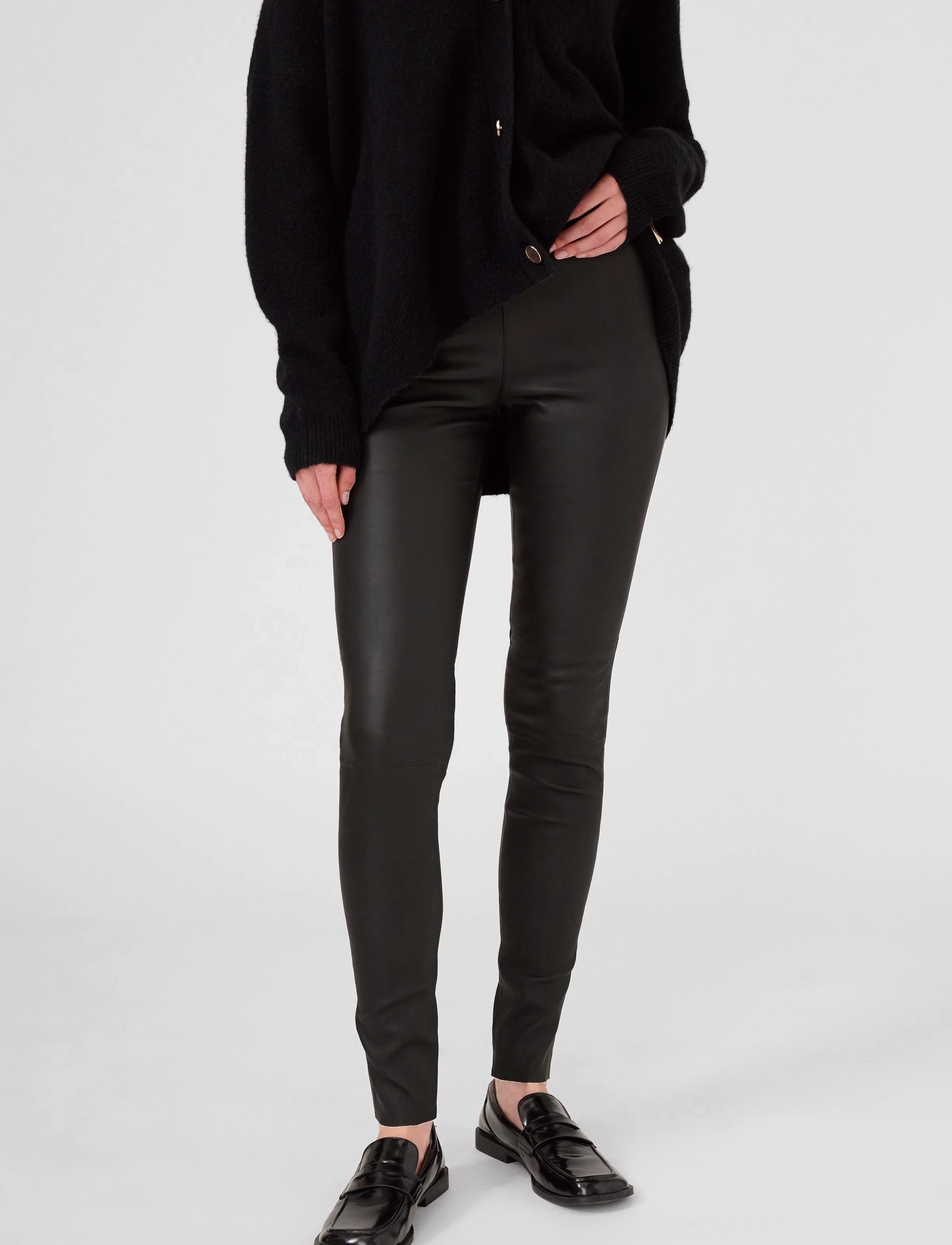 Karen By Simonsen MemeKB Leather Pants - Bukser - METEORITE BLACK / black