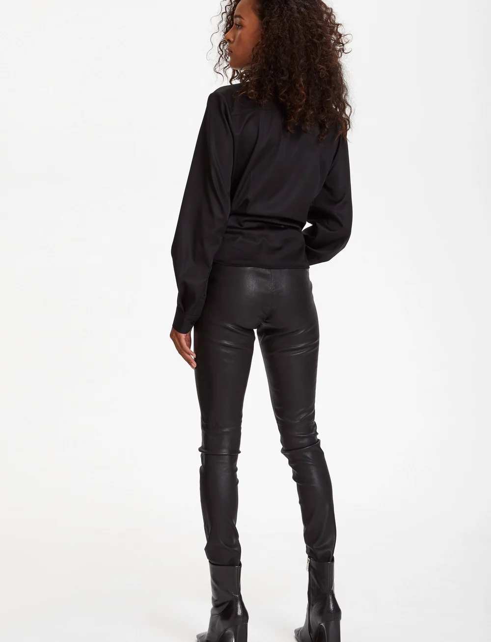 Karen By Simonsen - MemeKB Leather Pants - læderbukser - meteorite black - 4