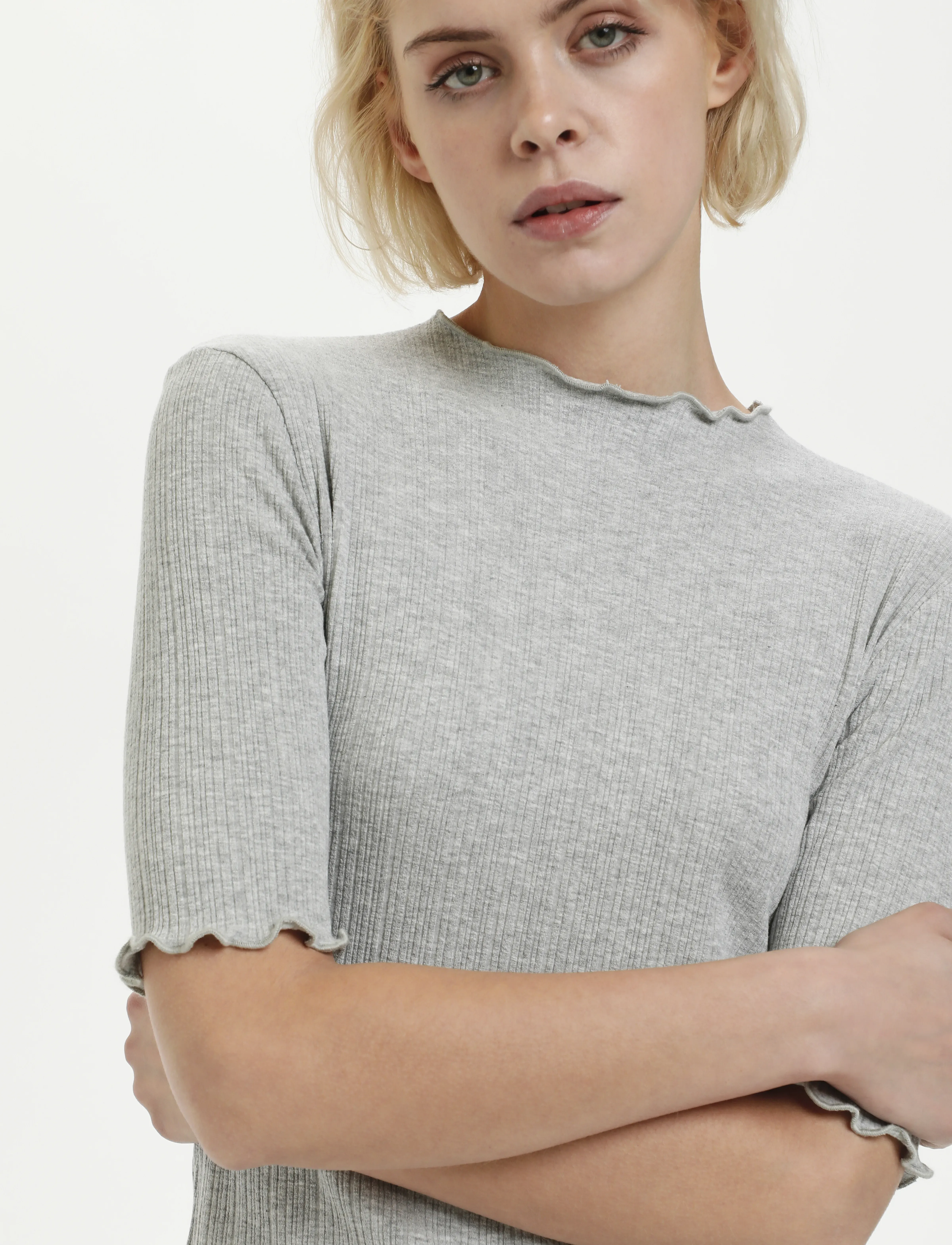 Karen By Simonsen - CandaceKB SS Tee - t-shirts - opal gray melange - 5