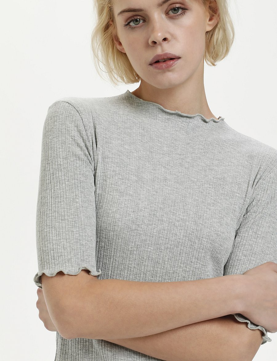 Karen By Simonsen - CandaceKB SS Tee - t-shirts - opal gray melange - 5