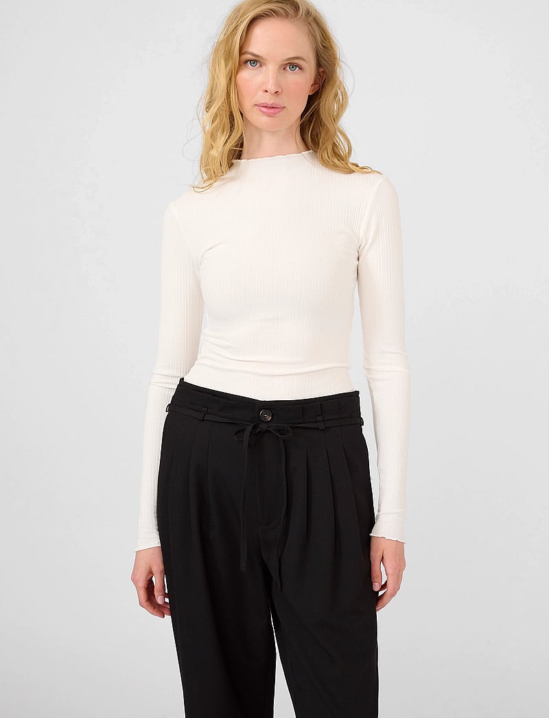 Karen By Simonsen - CandaceKB LS Tee - langärmlige tops - egret - 0