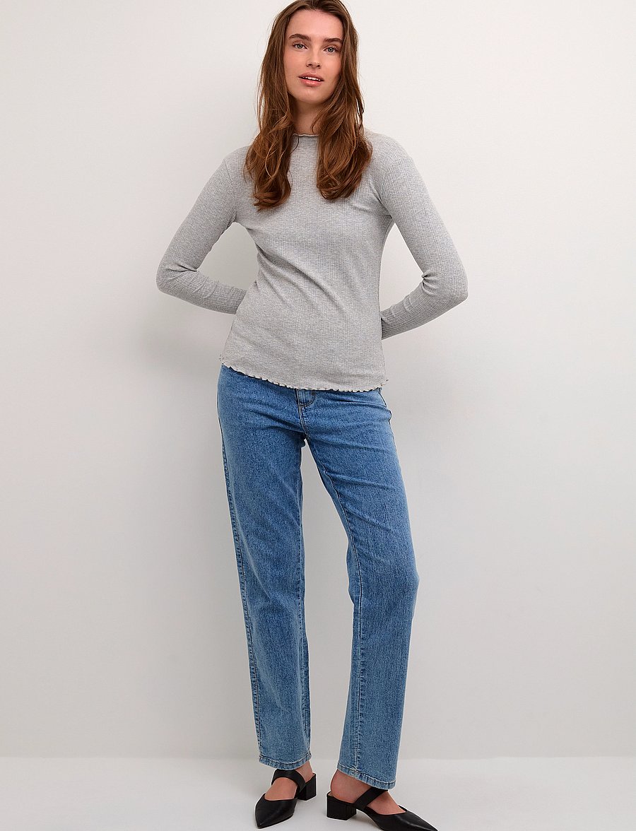 Karen By Simonsen - CandaceKB LS Tee - langärmlige tops - opal gray melange - 3