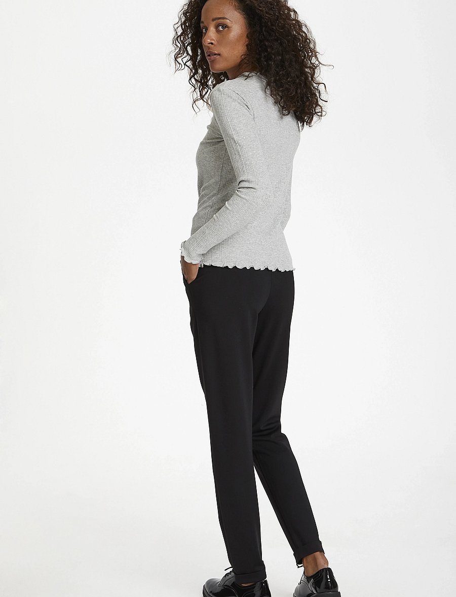 Karen By Simonsen - CandaceKB LS Tee - langärmlige tops - opal gray melange - 4