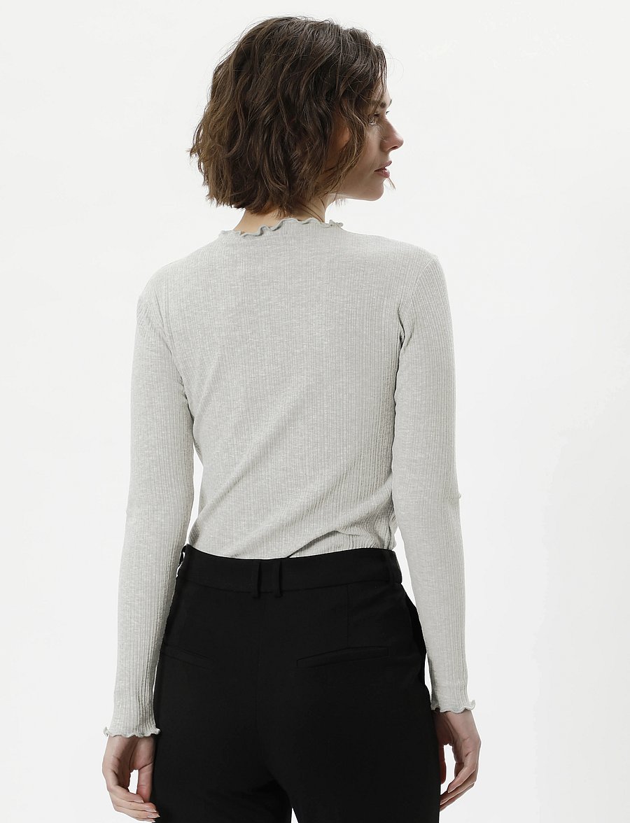 Karen By Simonsen - CandaceKB LS Tee - langärmlige tops - opal gray melange - 5