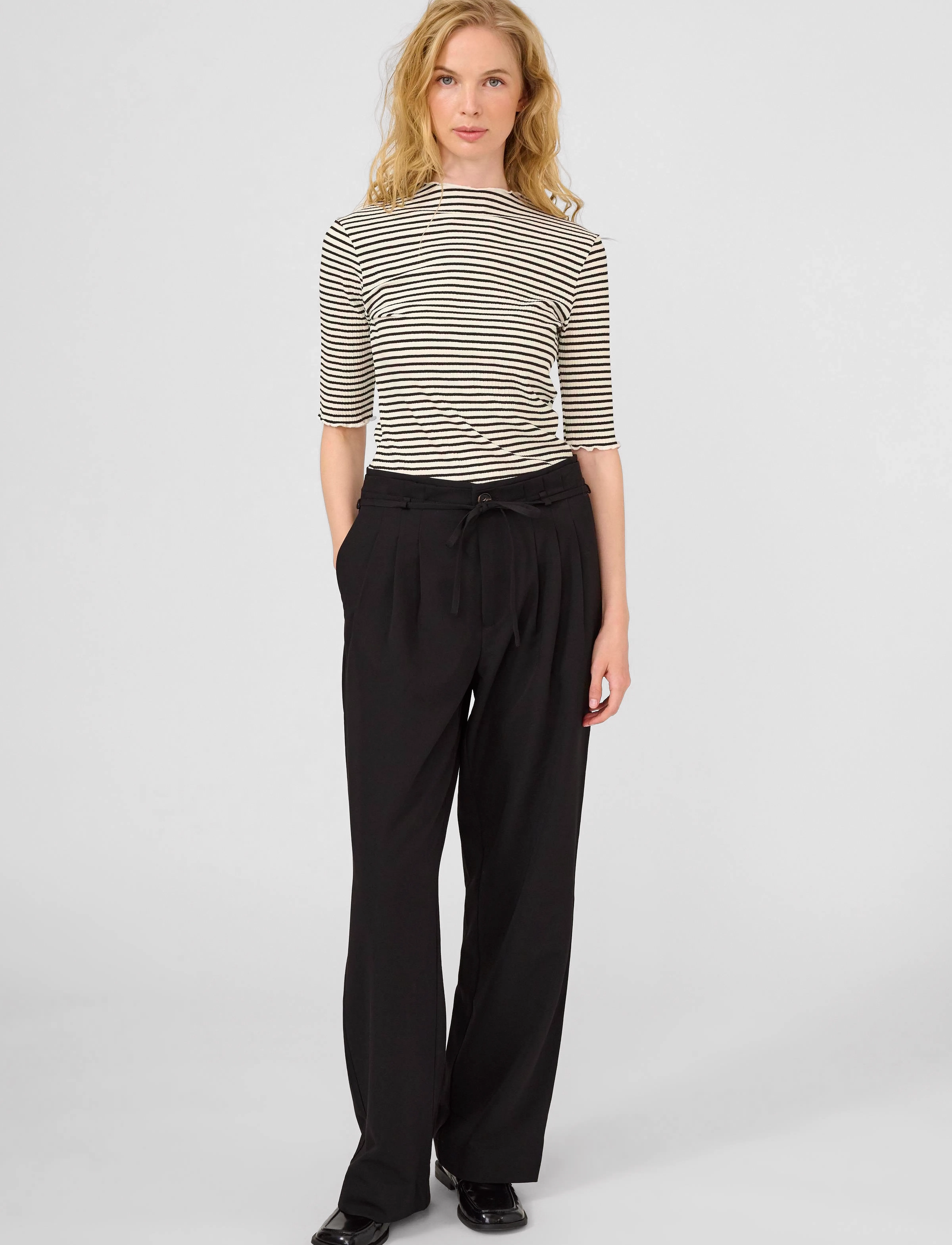 Karen By Simonsen - CandaceKB Stripe SS - t-shirts - egret/meteorite stripe - 3
