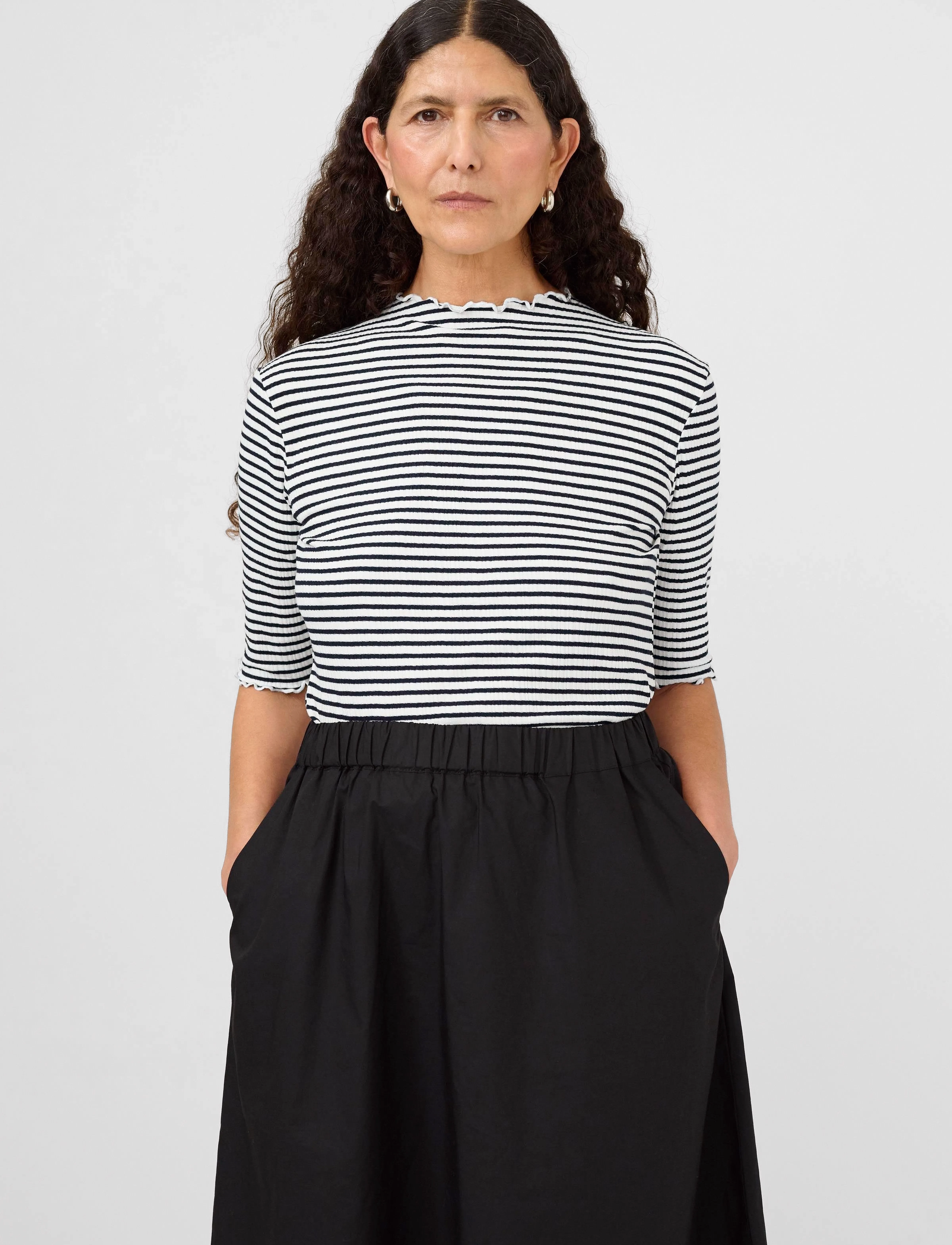 Karen By Simonsen Candacekb Stripe Ss, XS, T-shirts & Oberteile, Schwarz - Short-sleeved, Frauen