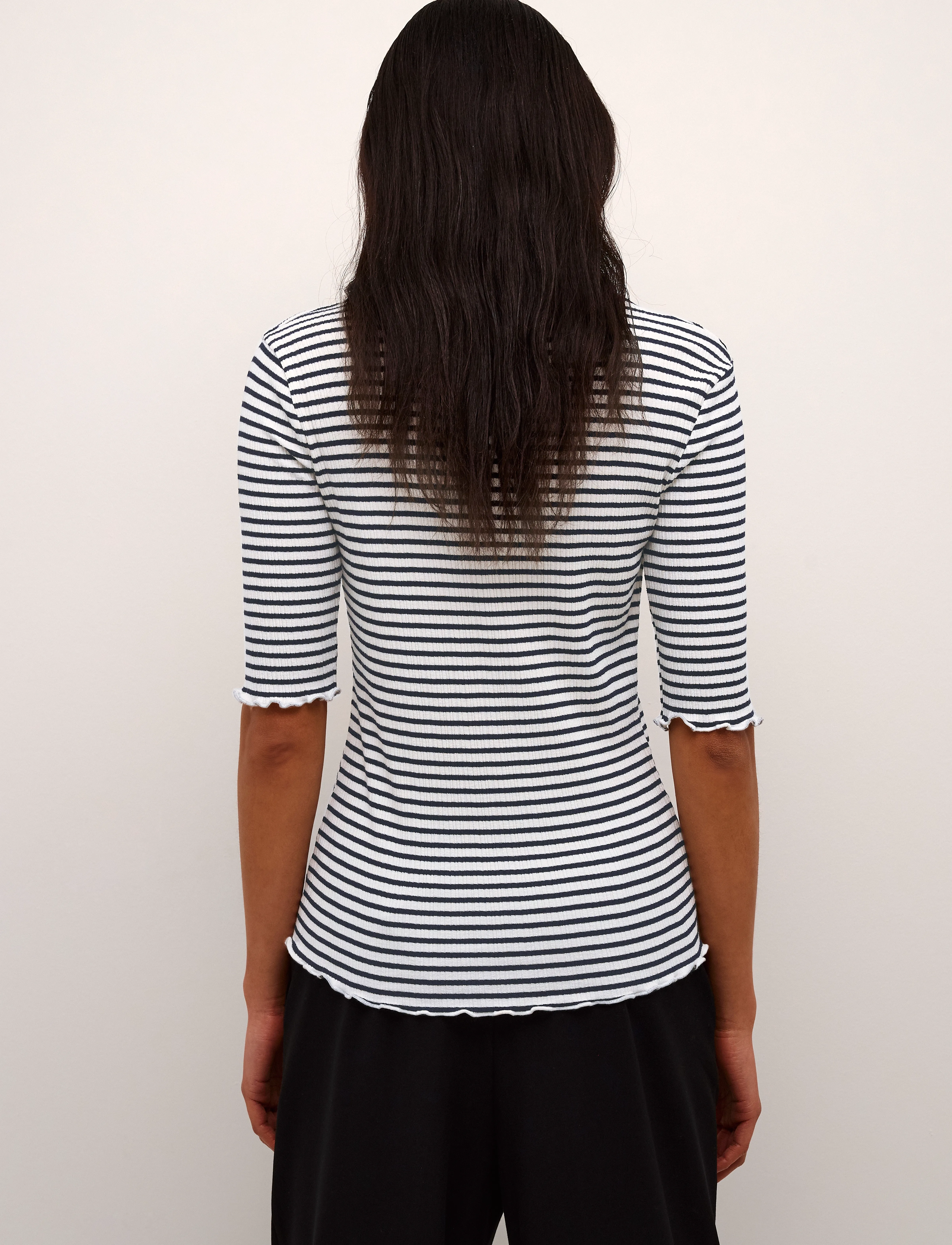 Karen By Simonsen - CandaceKB Stripe SS - stuttermarbolir - egret/night sky stripe - 5