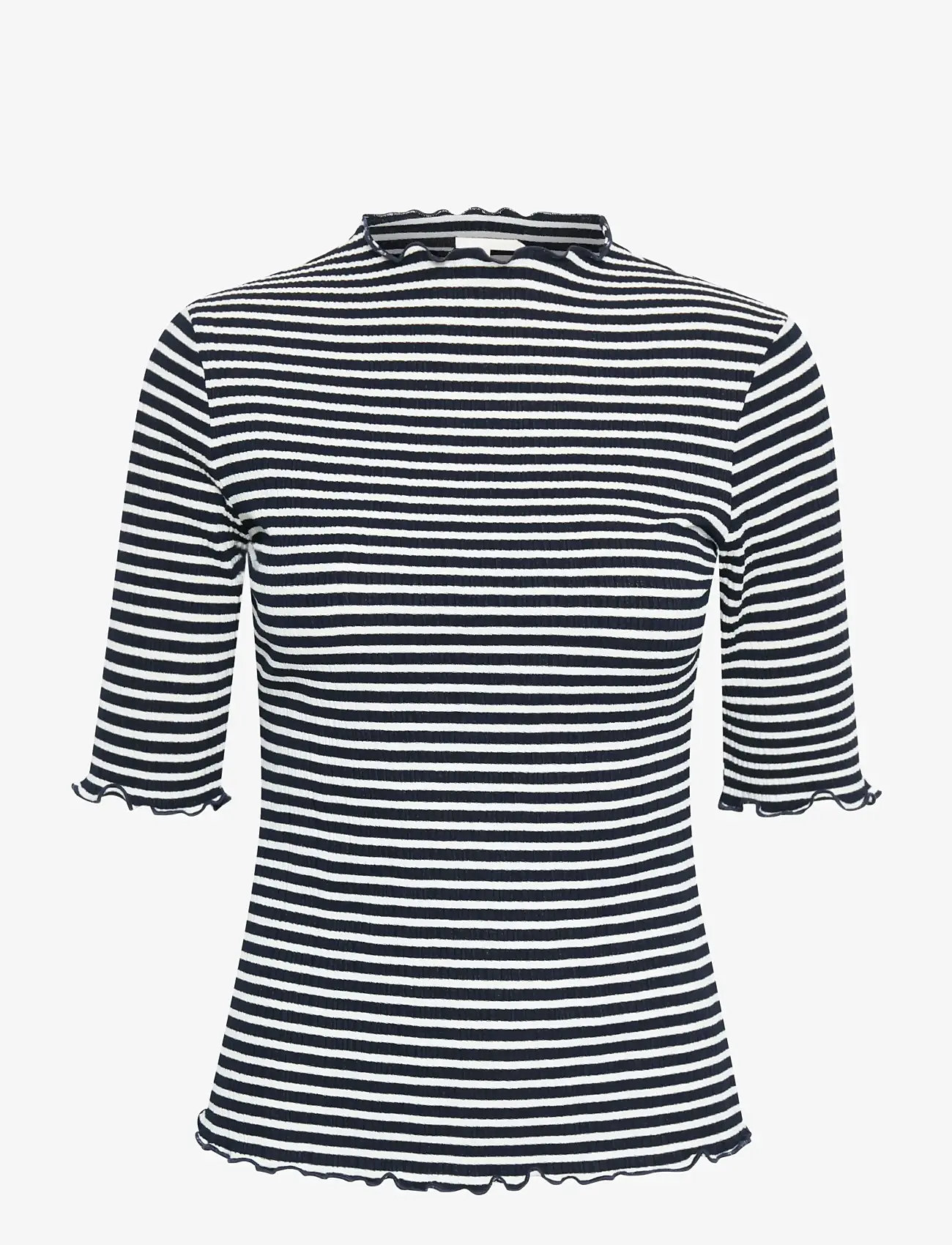 Karen By Simonsen - CandaceKB Stripe SS - t-shirts - night sky/egret stripe - 1