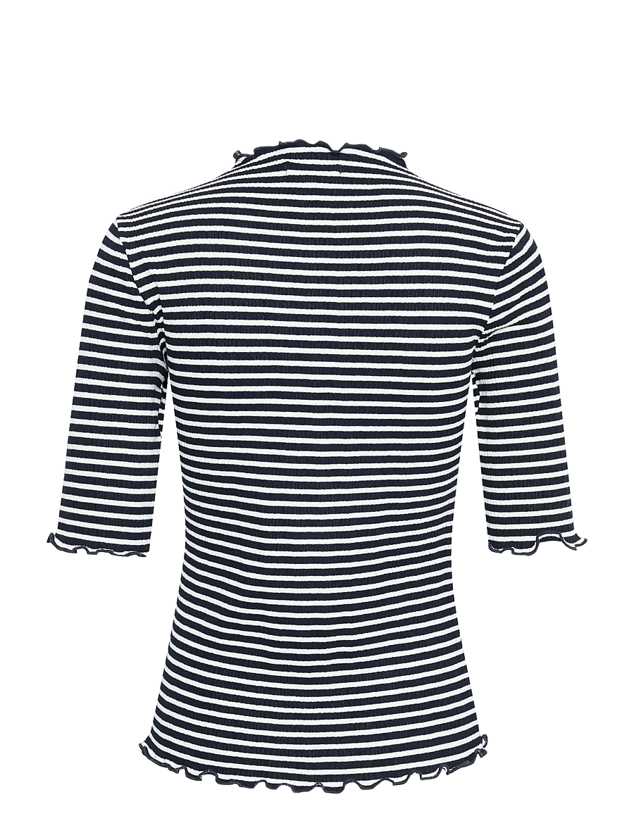 Karen By Simonsen - CandaceKB Stripe SS - t-shirts - night sky/egret stripe - 2