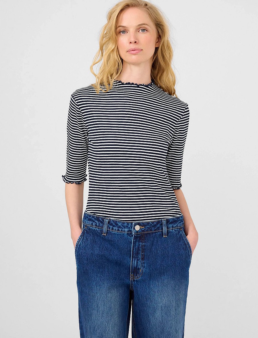 Karen By Simonsen - CandaceKB Stripe SS - t-shirts - night sky/egret stripe - 0