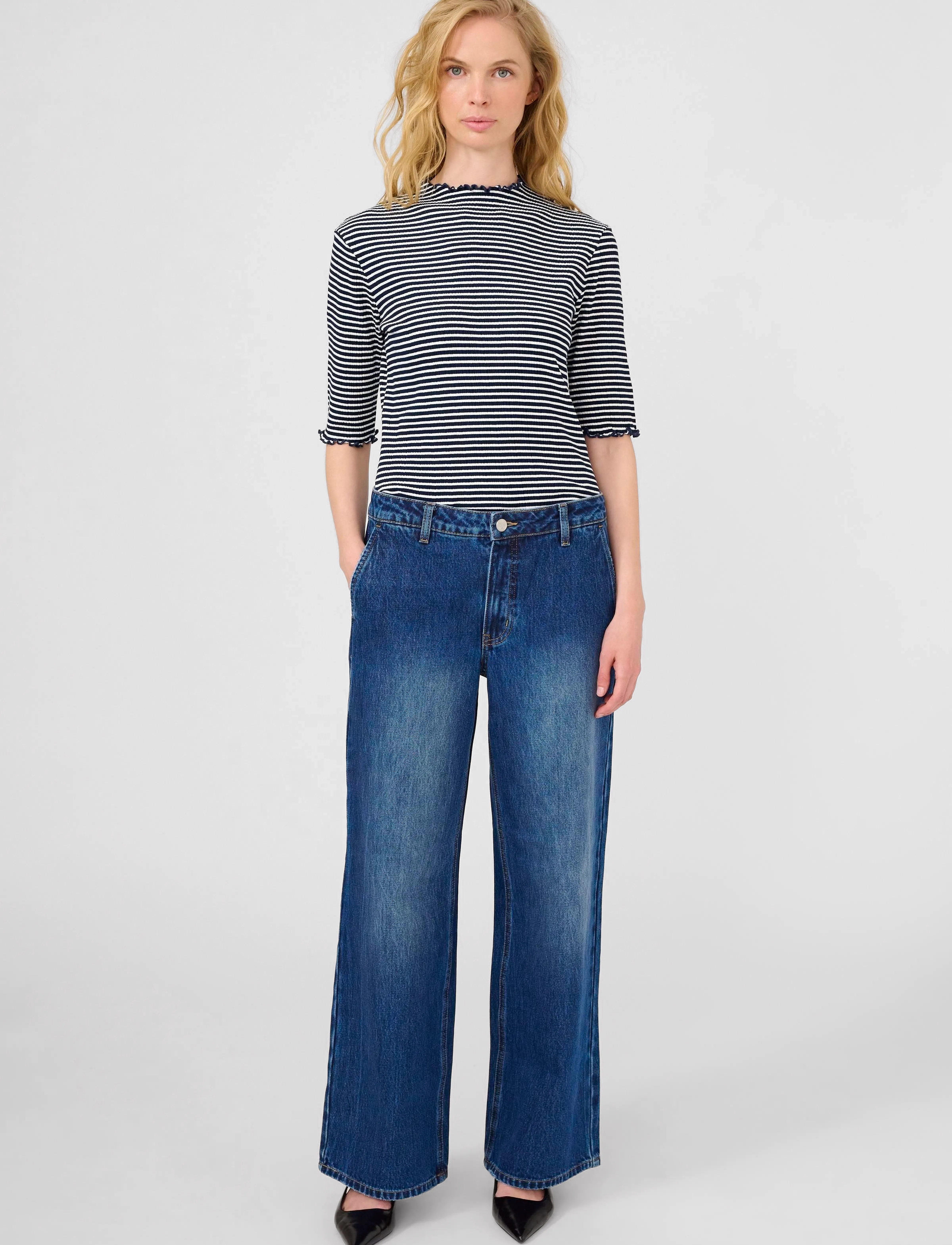 Karen By Simonsen - CandaceKB Stripe SS - t-shirts - night sky/egret stripe - 3