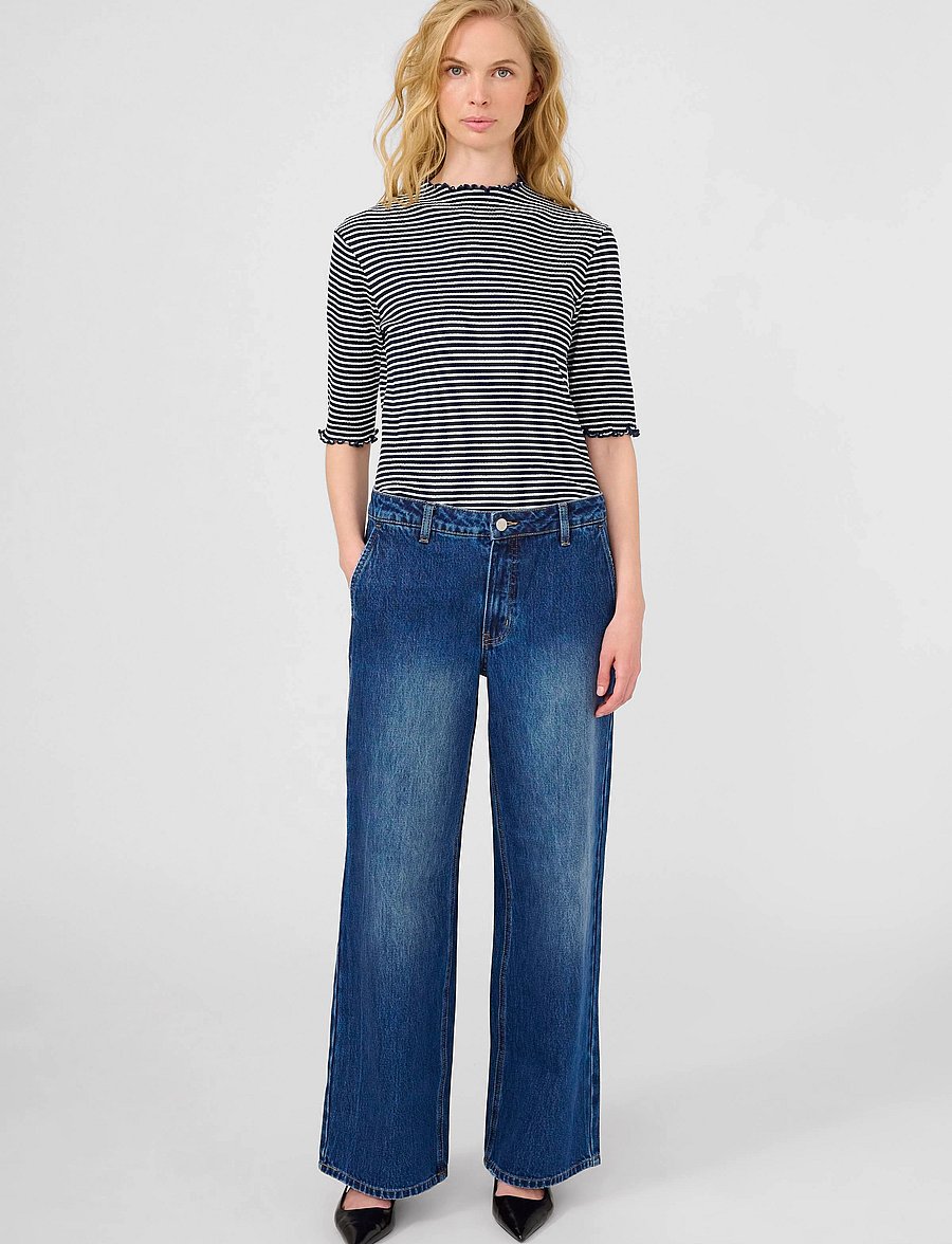Karen By Simonsen - CandaceKB Stripe SS - t-shirts - night sky/egret stripe - 3